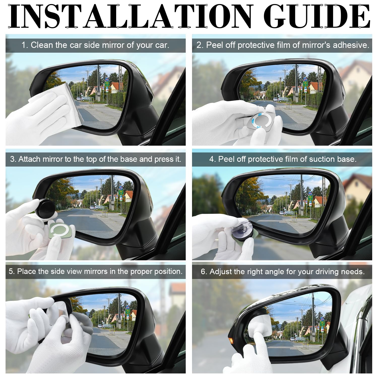 Livtee Blind Spot Car Mirror, Fan Hd Glass Frameless Convex Side Mirror Blindspot, Reusable 360 Wide Angle Rear View Car Mirrors