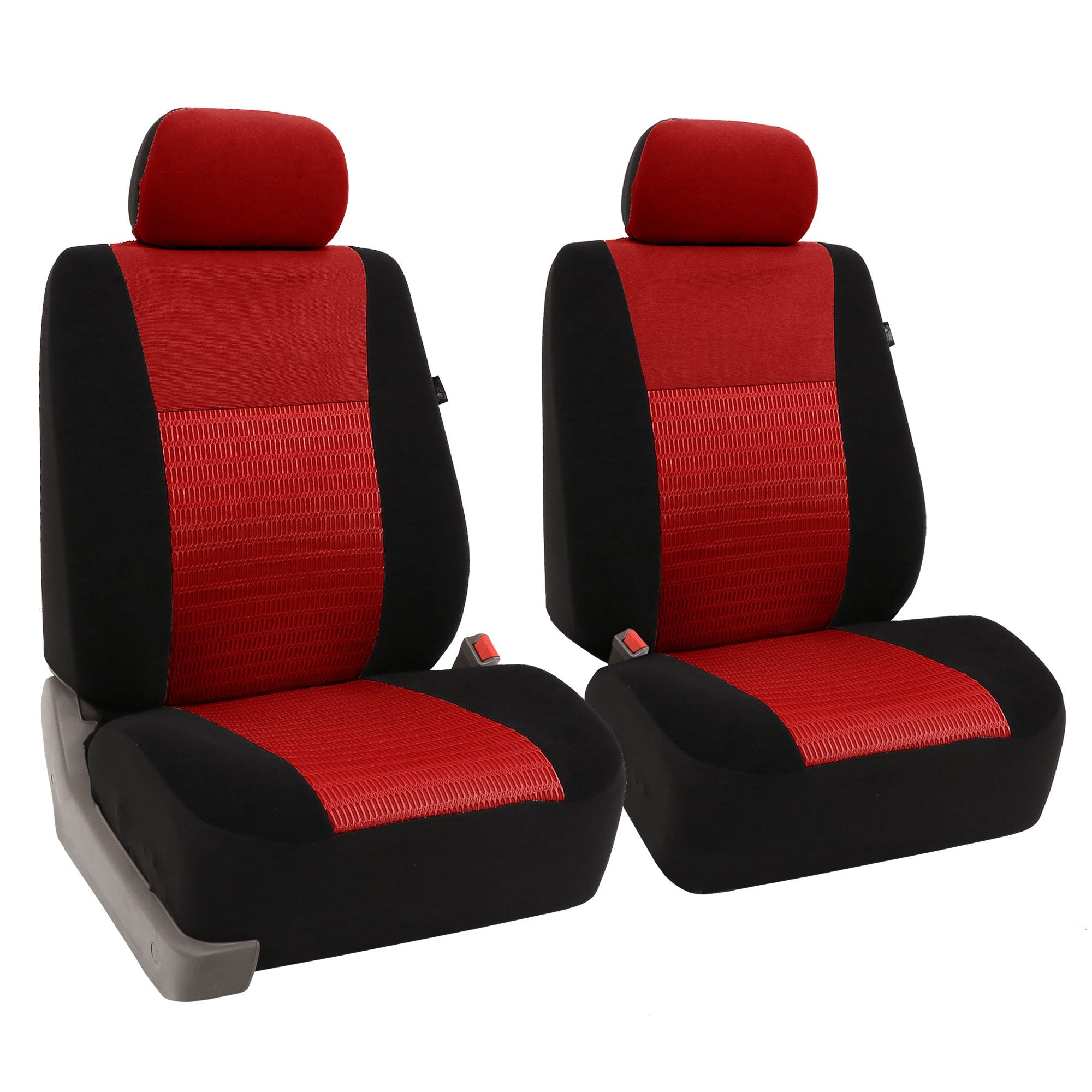 Fh Group Trendy Elegance Front Set Seat Covers, Airbag Compatible (Red/Black)- Universal Fit For Cars, Trucks & Suvs