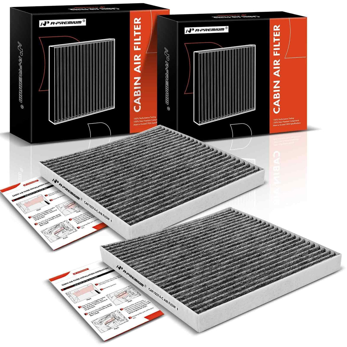 A-Premium 2-Pc Cabin Air Filter With Activated Carbon Compatible With Toyota, Dodge & Pontiac Models - Tacoma 2005-2023, Dart 2013-2016, Vibe 2003-2008