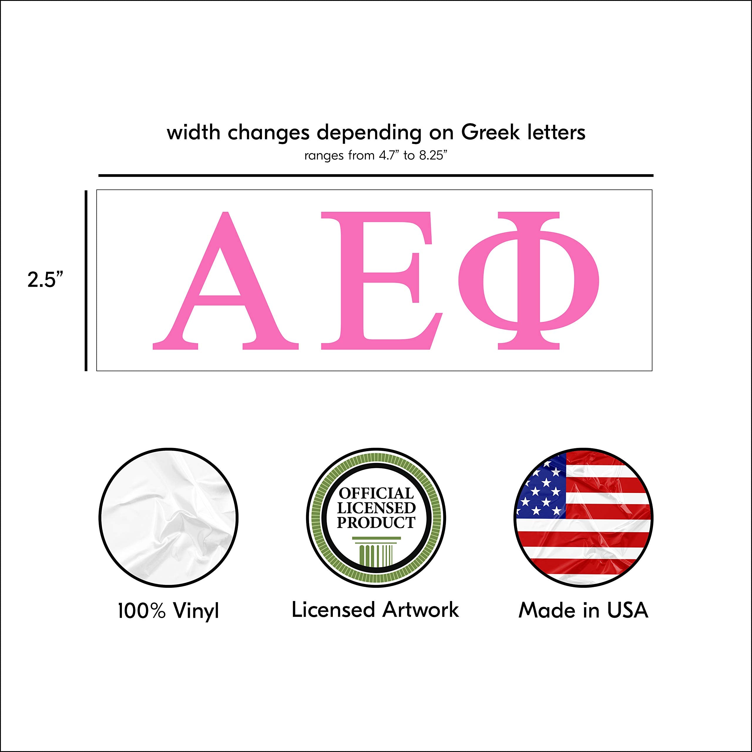 Pro-Graphx Alpha Epsilon Phi Greek Sorority Sticker Decal, 2.5 Inches Tall, Pink