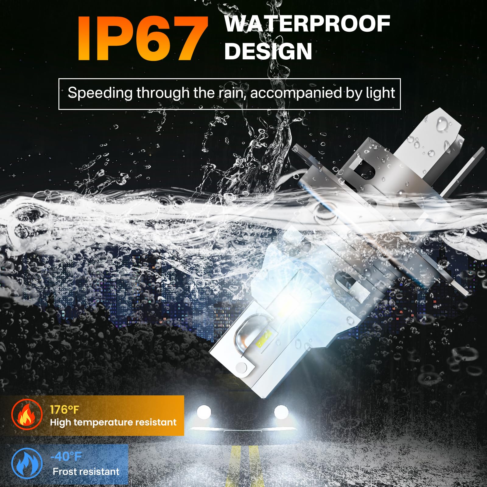 Rcj H4 Bulbs, 9003/Hb2 Fog Bulbs, 6000K Cool White, Plug And Play, Ip67, Pack Of 2