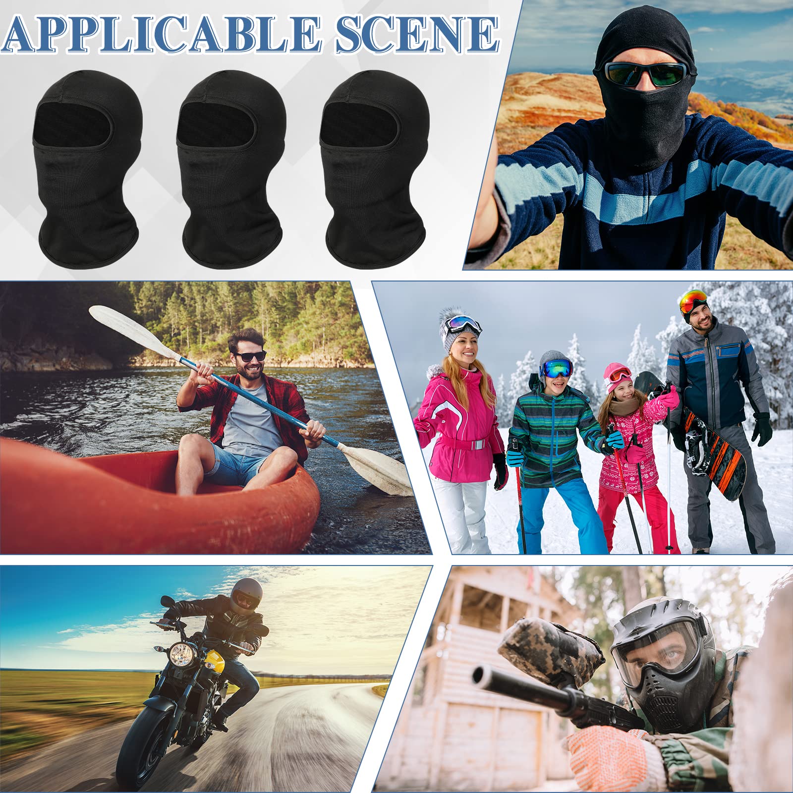 Hercicy 50 Pcs Ski Mask Balaclava Face Mask For Men&Women Full Cover Adjustable For Motorcycle Summer Winter Protection (Black)