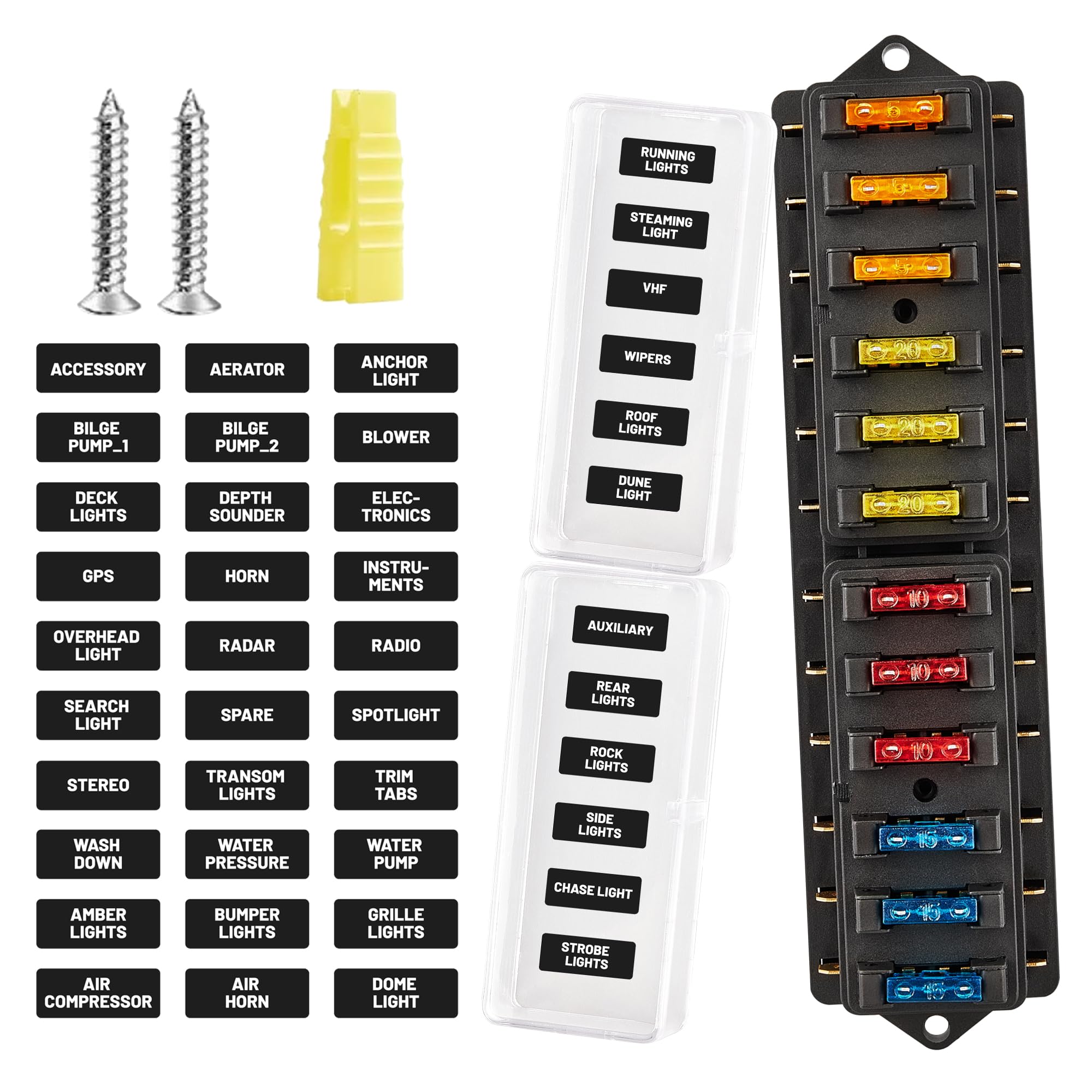 RED WOLF 12 Way Fuse Block Blade Box Holder Standard Circuit Fuses Holder Fit Car Trailer Truck SUV Boat Marine Auto RV Power Di