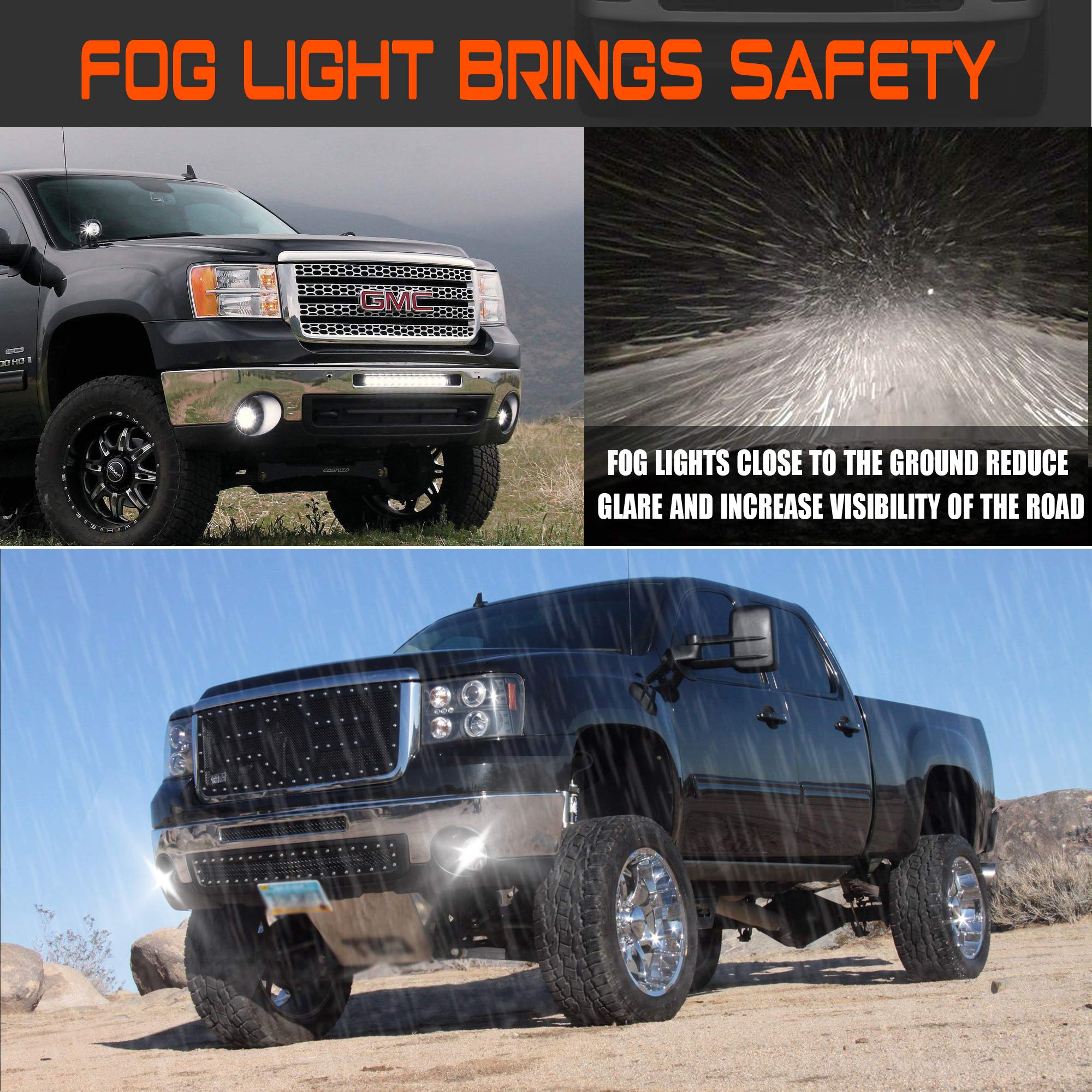 Drfg Led Fog Light With Drl Compatible With 2007-2013 Gmc Sierra 1500/2007-2014 Gmc Sierra 2500Hd/ 2007-2014 Gmc Sierra 3500Hd F