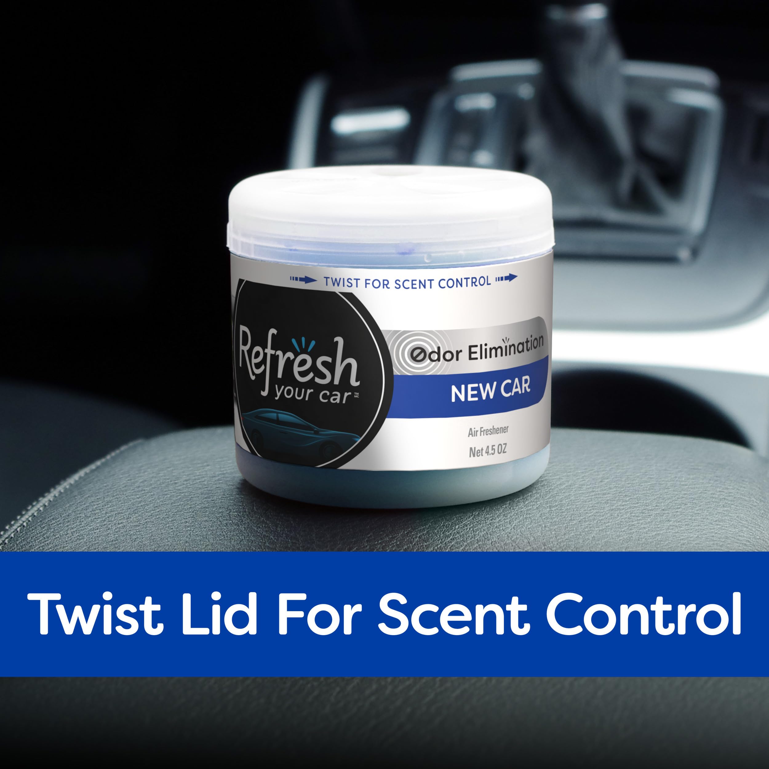 Refresh Your Car Car Air Freshener, Scented Gel Can, New Car Scent, 4.5 Oz, Multicolor