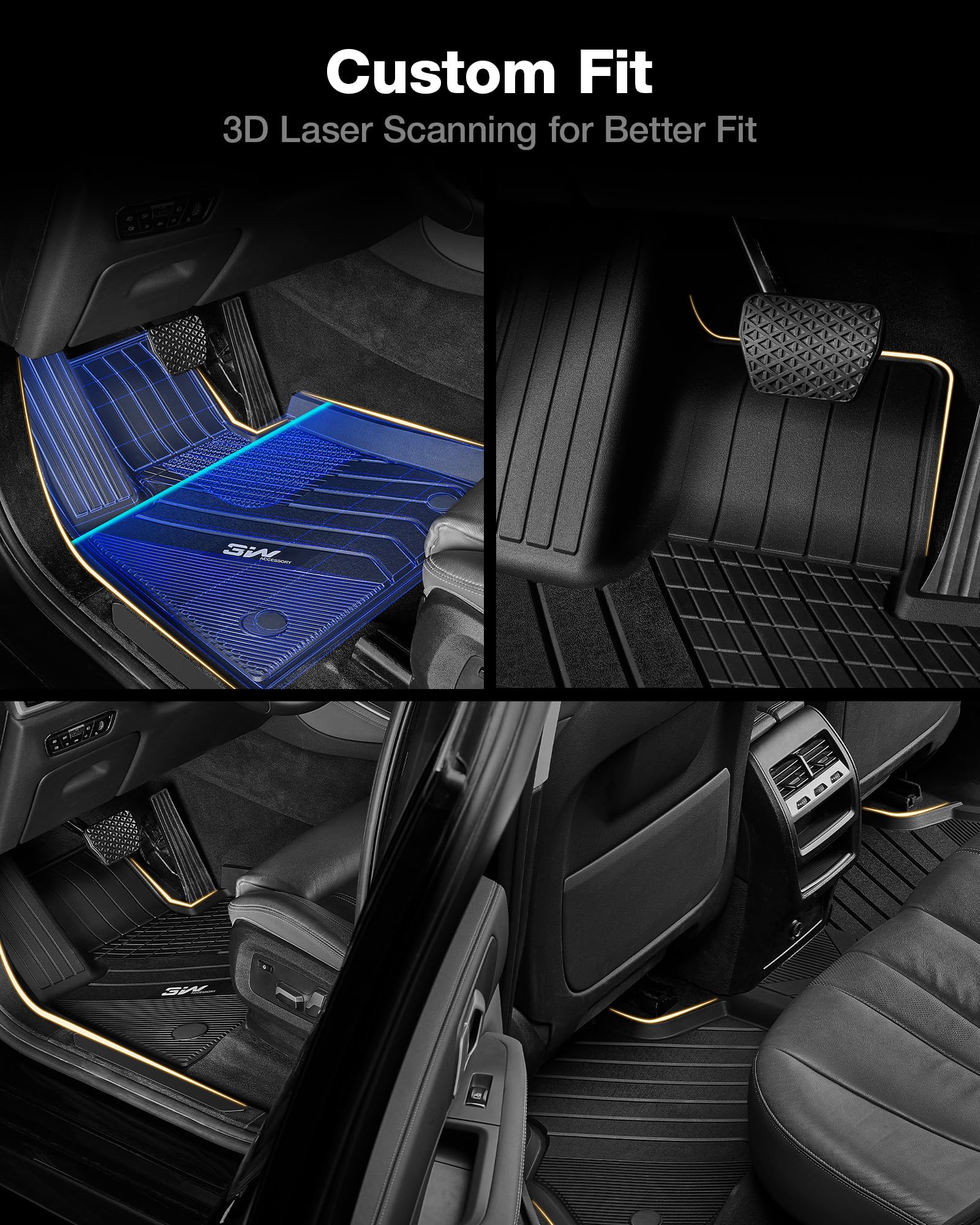 3W Floor Mats Fit For Bmw X7 6 Seats 2020 2021 2022 2023 2024 2025, Tpe All Weather Custom Fit Floor Liner For Bmw X7 6 Passenge