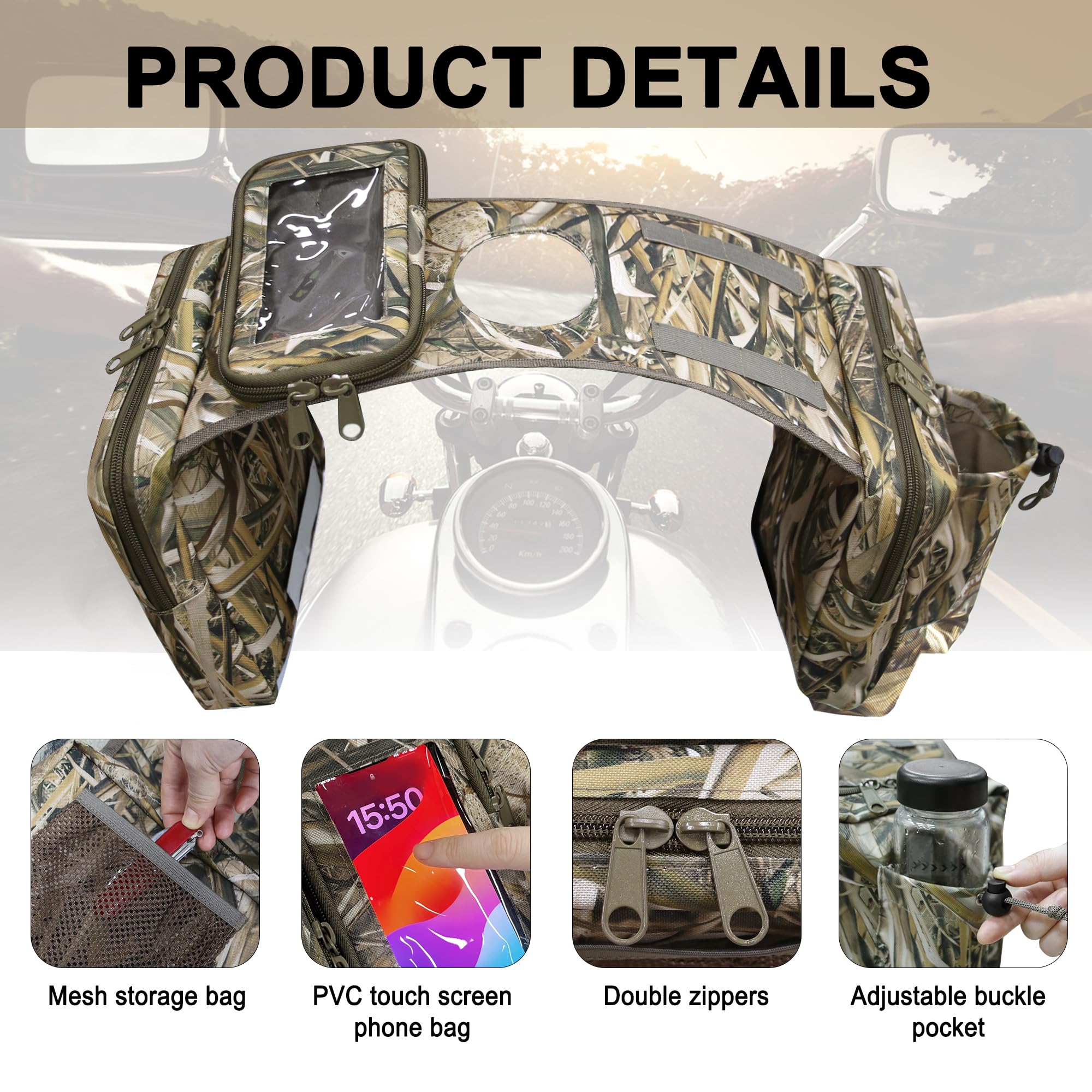Mydays Atv Saddle Bag,Cargo Tank Storage Luggage For Atv Utv Snowmobile Motorcycle (Camo2)