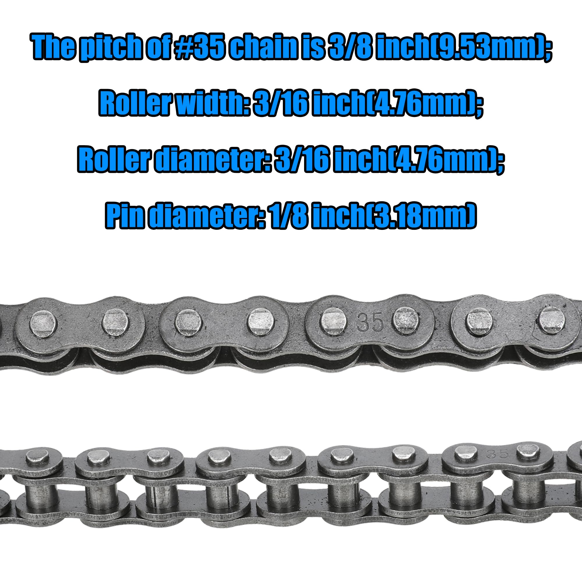YOXUFA #35 Roller Chain 140 Links +Mini Bike Chain Tensioner for Coleman CT100U CC100X Baja Doodle Bug DB30 Predator 212cc 79cc