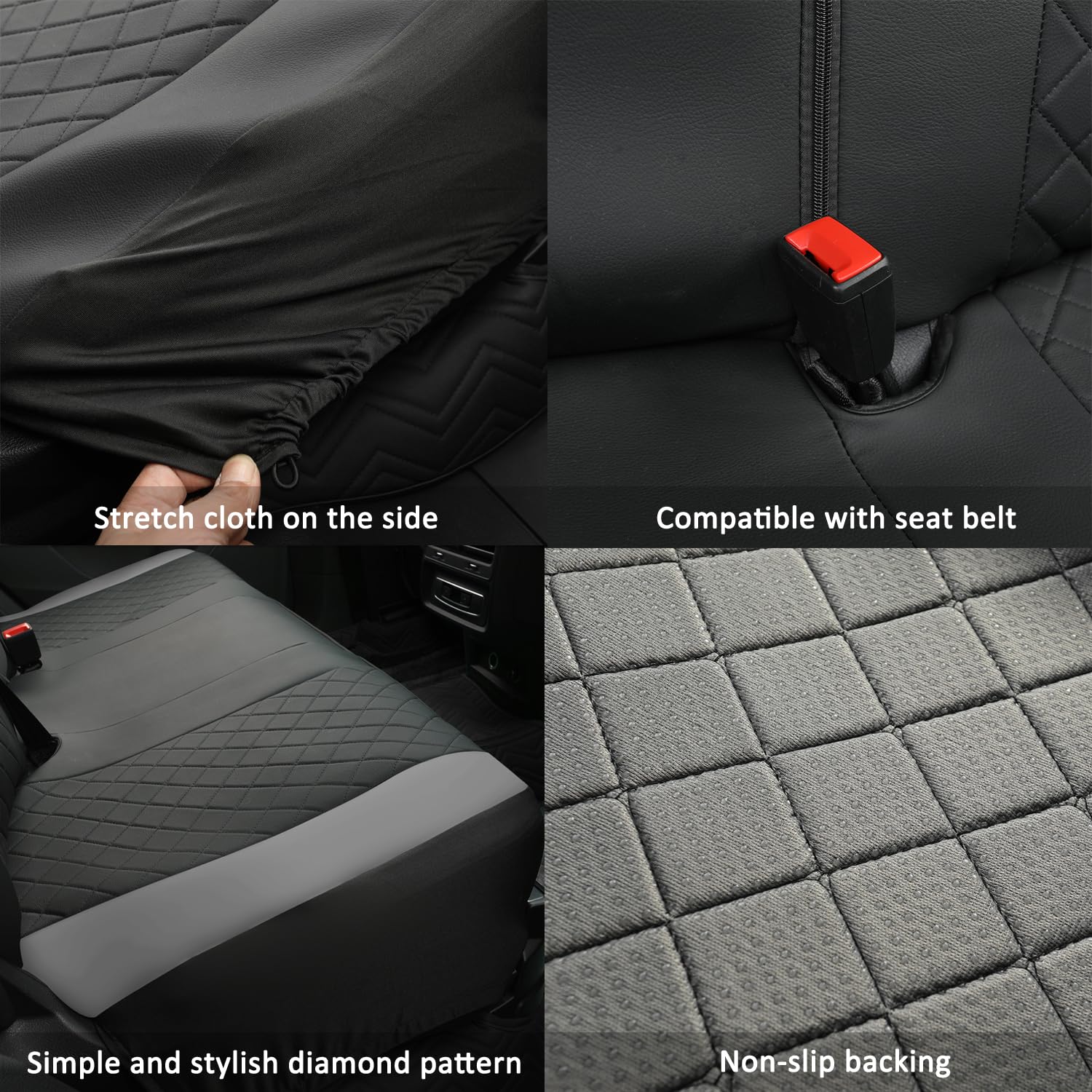 GIANT PANDA Rear Bench Back Seat Cover for Cars, SUV(Grey)