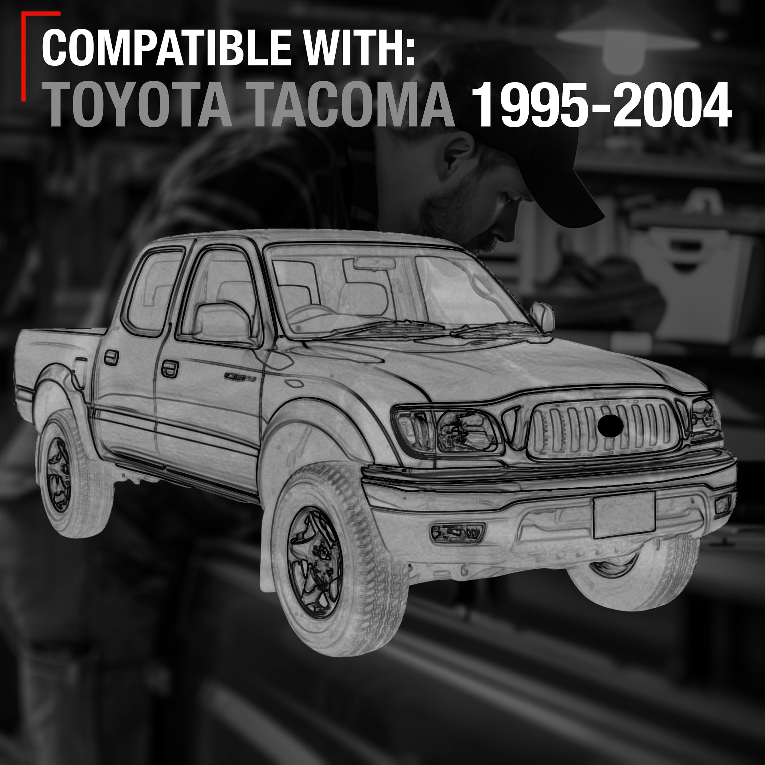 Exterior Front Passenger Door Handle Replacement, Upgraded Metal - Compatible With 1995-2004 Toyota Tacoma - Textured Black - Oe