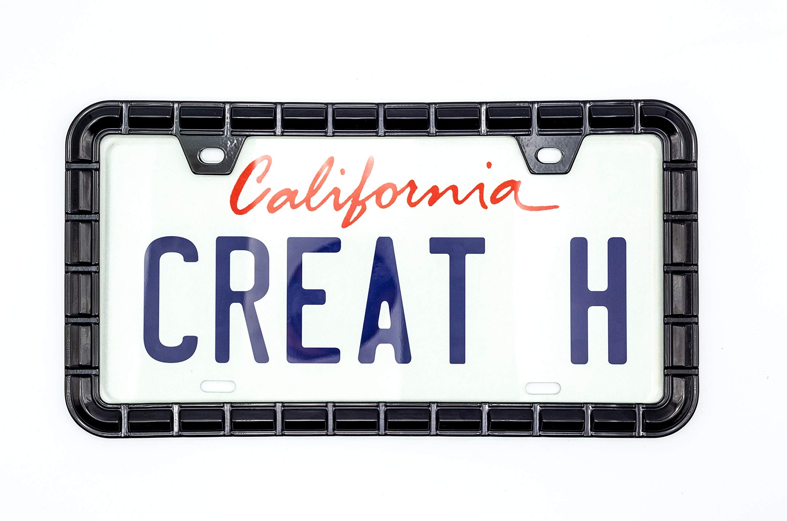 Creathome 3D Brilliance Black License Plate Frames, Pure Zinc Alloy Metal with Chain Patterned
