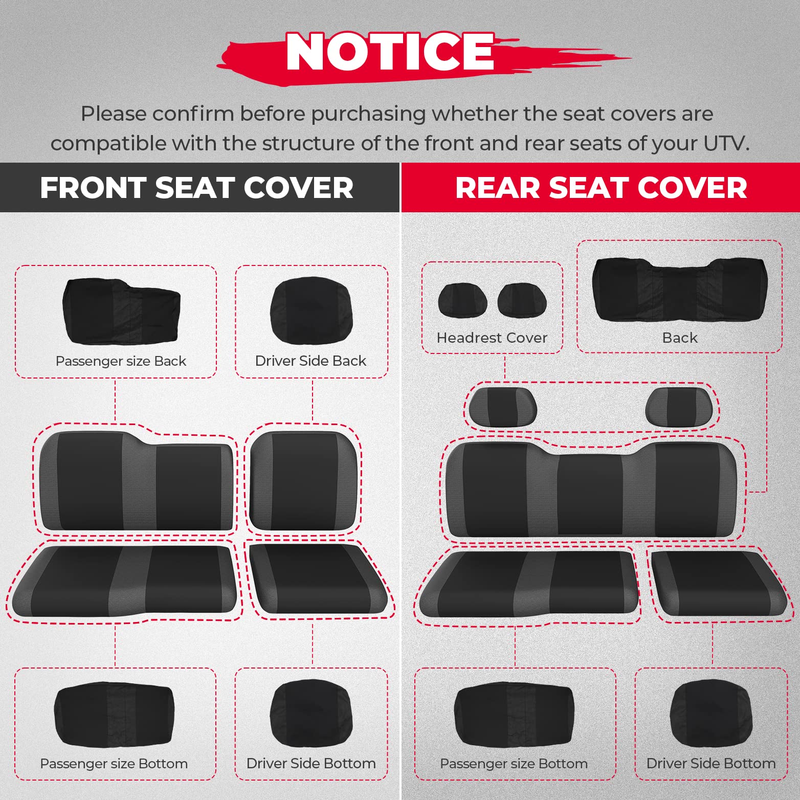 Kemimoto 1680D Crew Seat Covers Compatible With Ranger Crew Xp 1000, Utv Seat Cover Set With Headrest Cover Compatible With 2020-2023 Polaris Ranger Crew 1000 Premium, 2017-2021 Ranger Crew Xp 1000