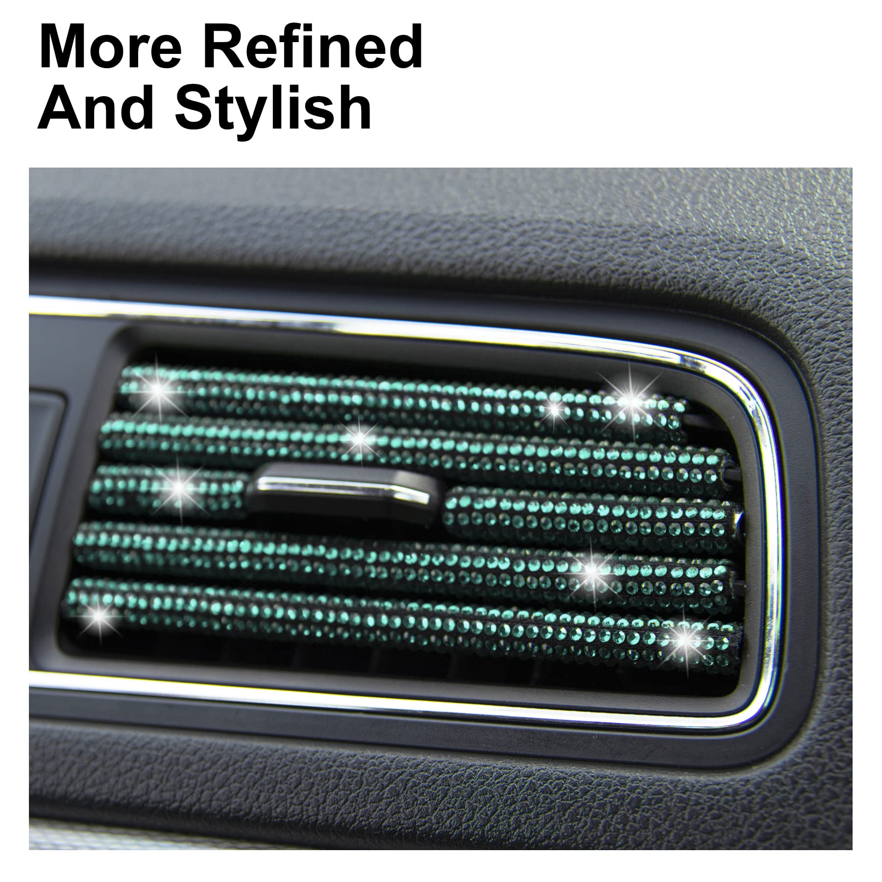 Livtee Bling Car Air Vent Outlet Moulding Trim, 10Pcs Car Air Conditioner Decoration Strip, Bling Rhinestone Diamond Car Interior Accessories For Women And Teens, Blue