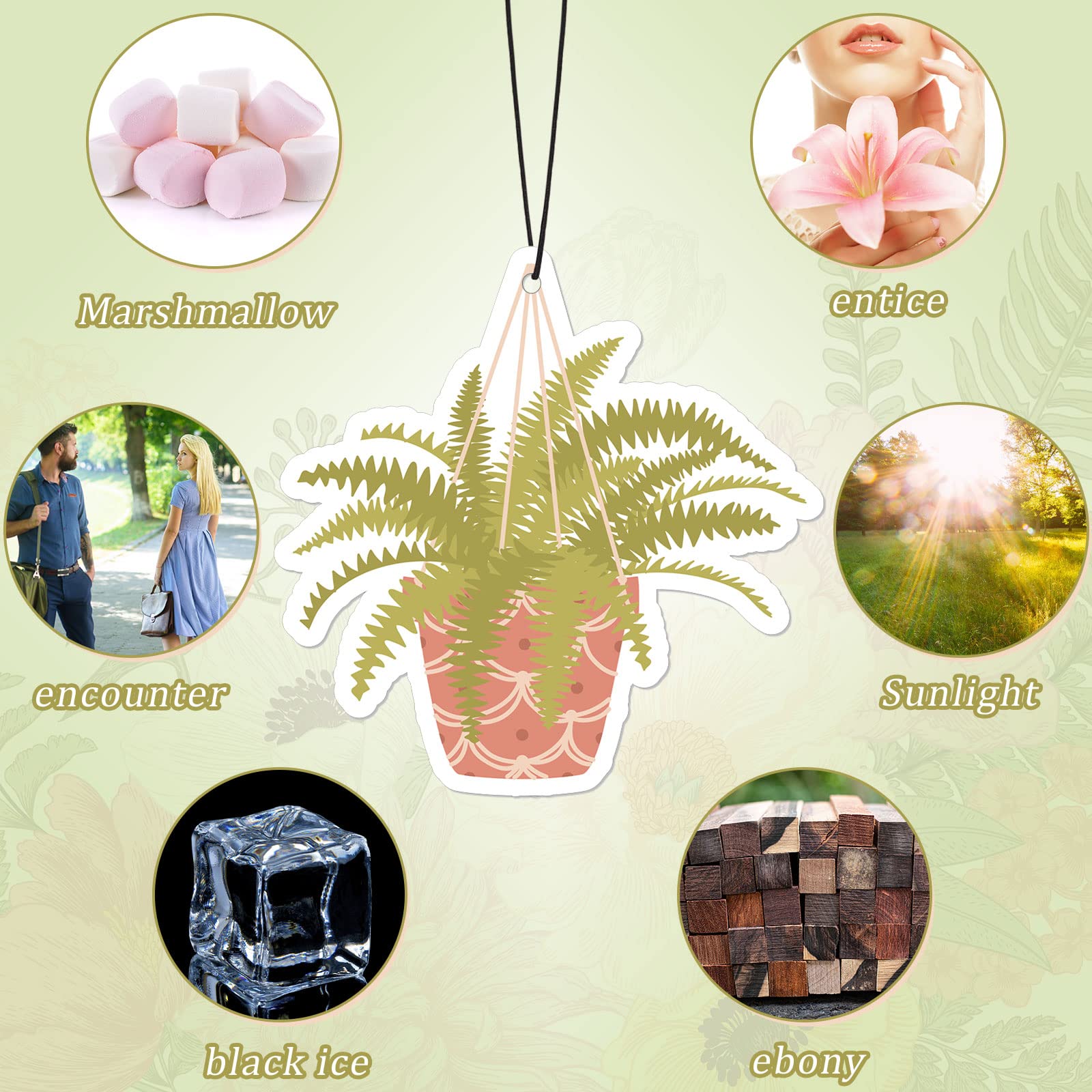 8 Pack Car Hanging Plants Air Freshener For Women Girls Long Lasting Funny Plant Car Accessories Little Scented Hanging Air Fres
