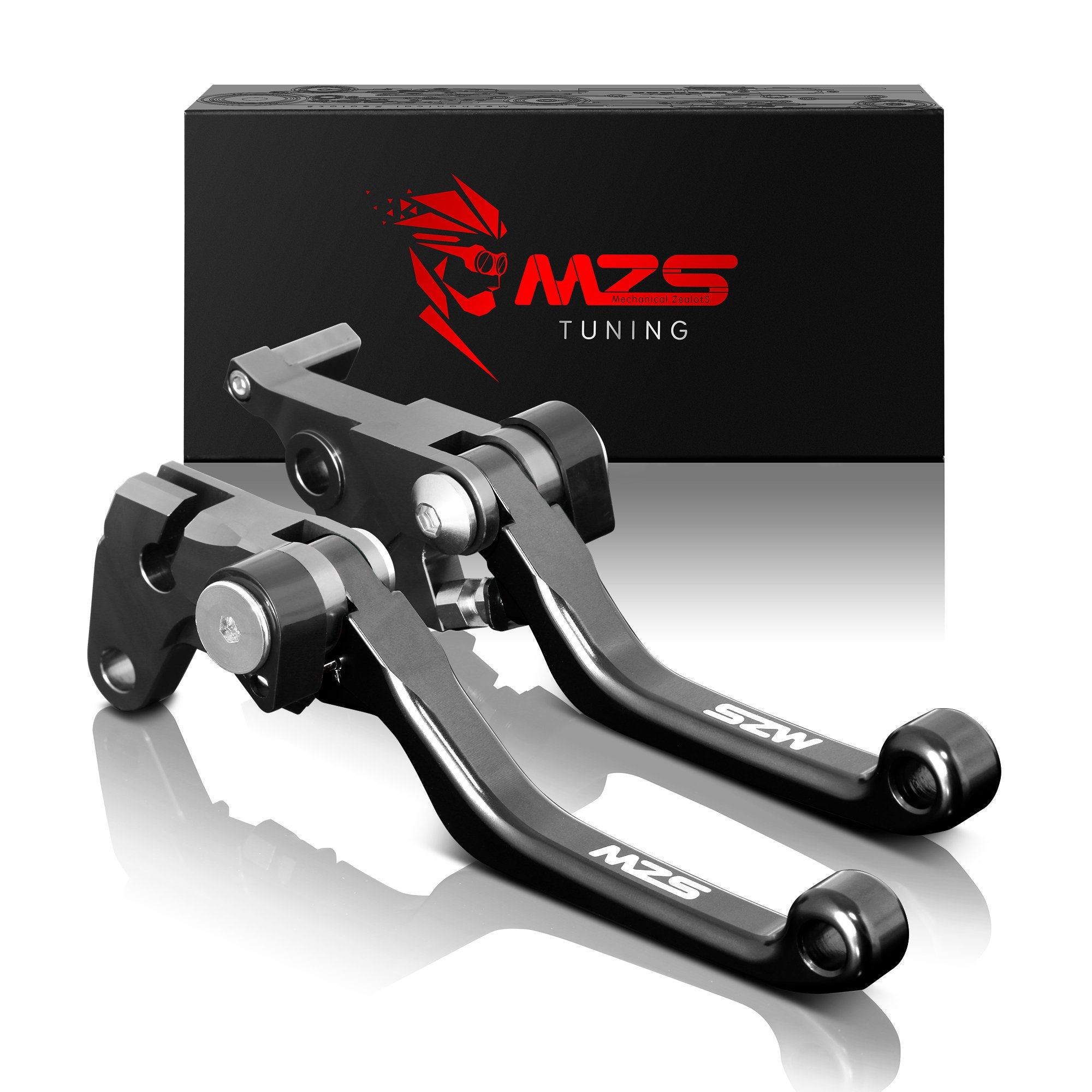Mzs Black Dirt Bike Brake Clutch Levers Pivot Adjustable Cnc Compatible With Klx125 10-16 | Klx250 Klx250S Klx250Sf 08-20 | Klx2