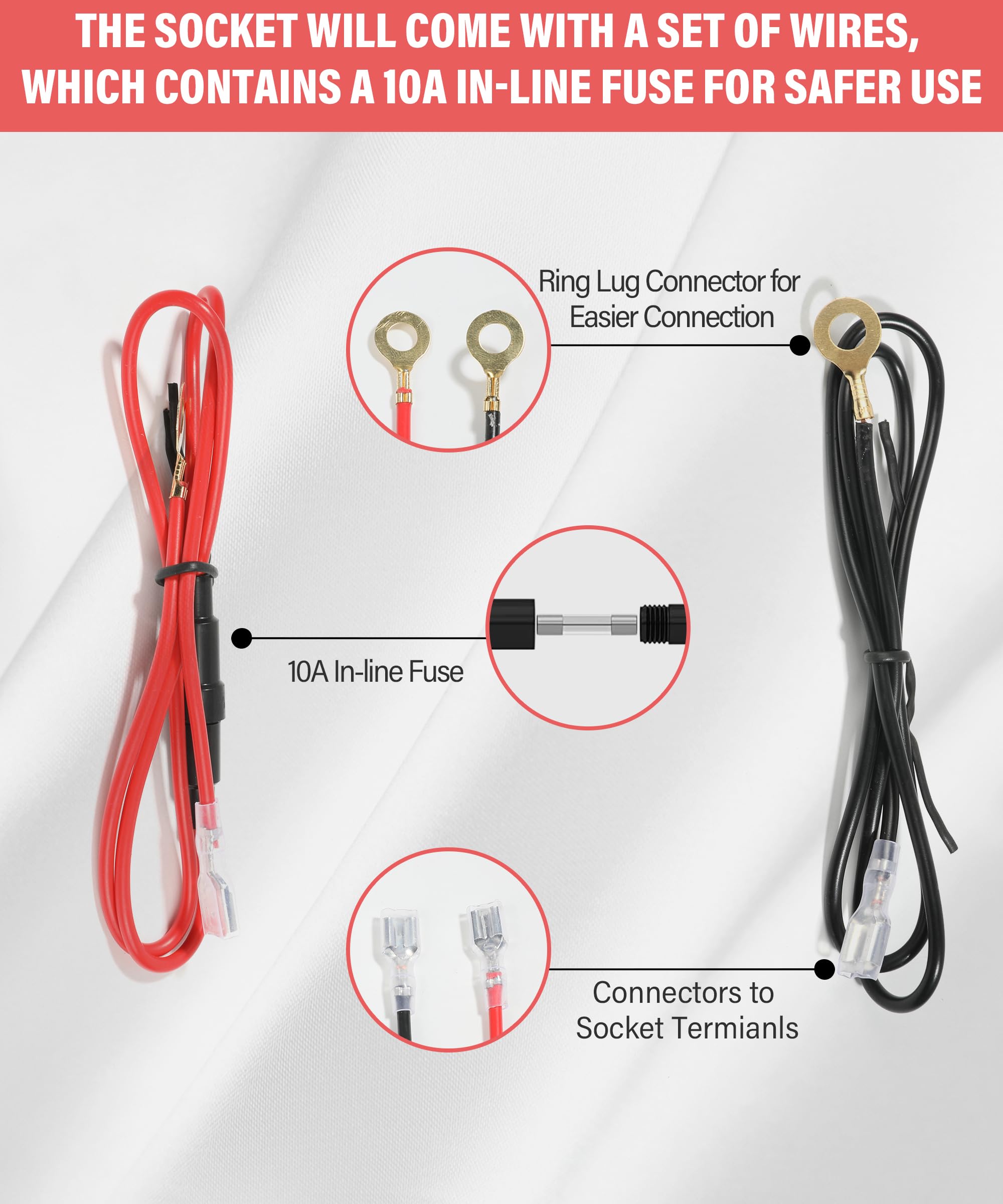 Zlirfy Car Cigarette Lighter with Cable,Car Cigarette Lighter Element Socket Plug Socket,12V Auto Cigarette Lighter with Eject B