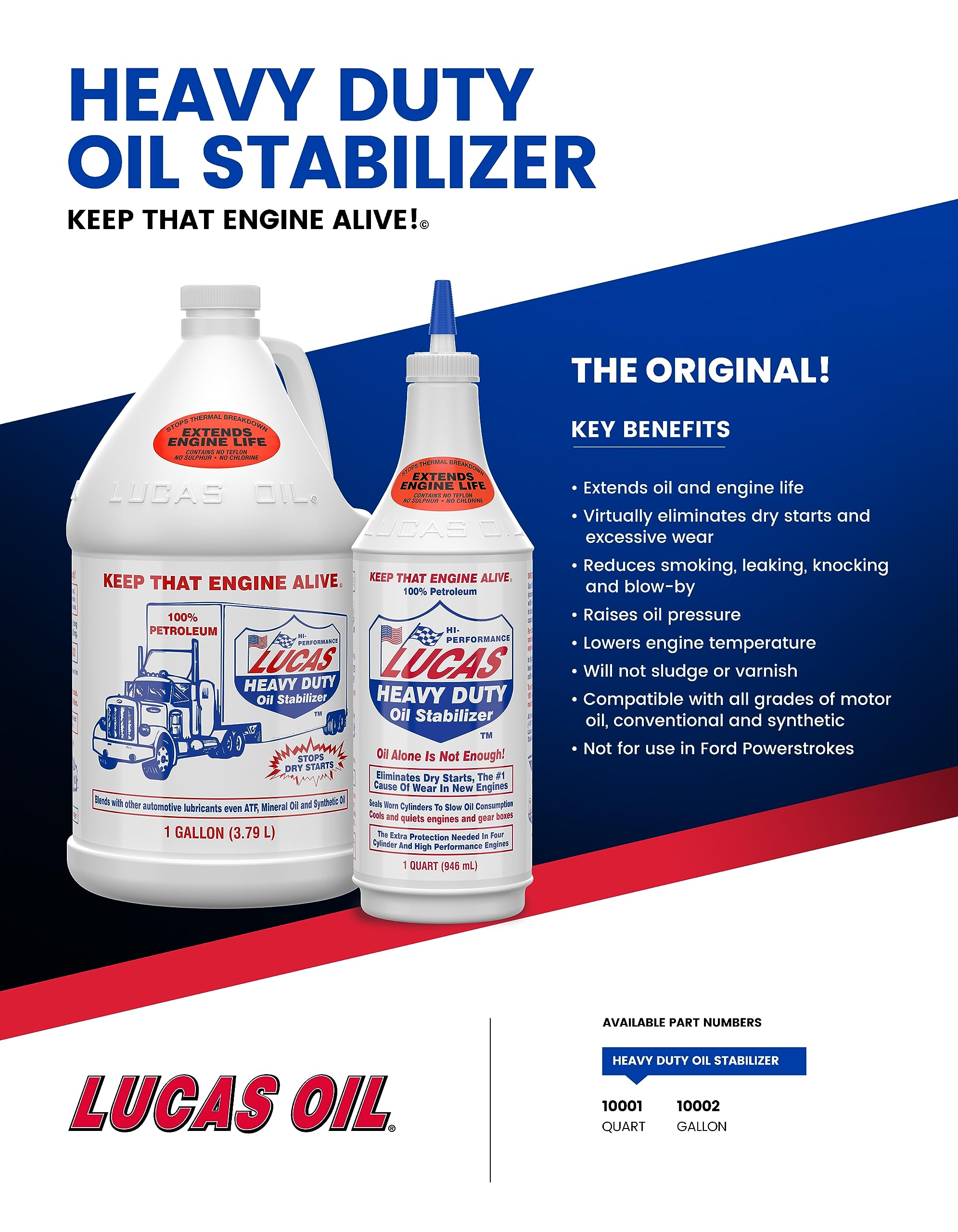 Lucas Oil 10002 Heavy Duty Oil Stabilizer - 1 Gallon (Pack Of 4)