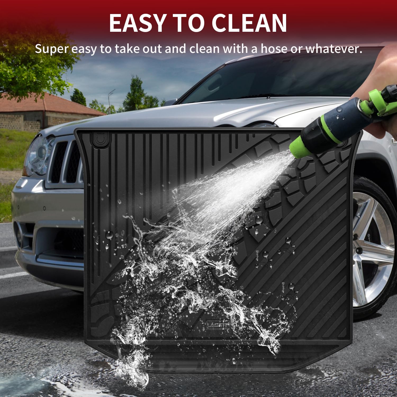 Lasfit Trunk Mat For Jeep Grand Cherokee 2011-2021 All Weather Tpe Custom Fit Cargo Mat Trunk Liner Cargo Liner, Black