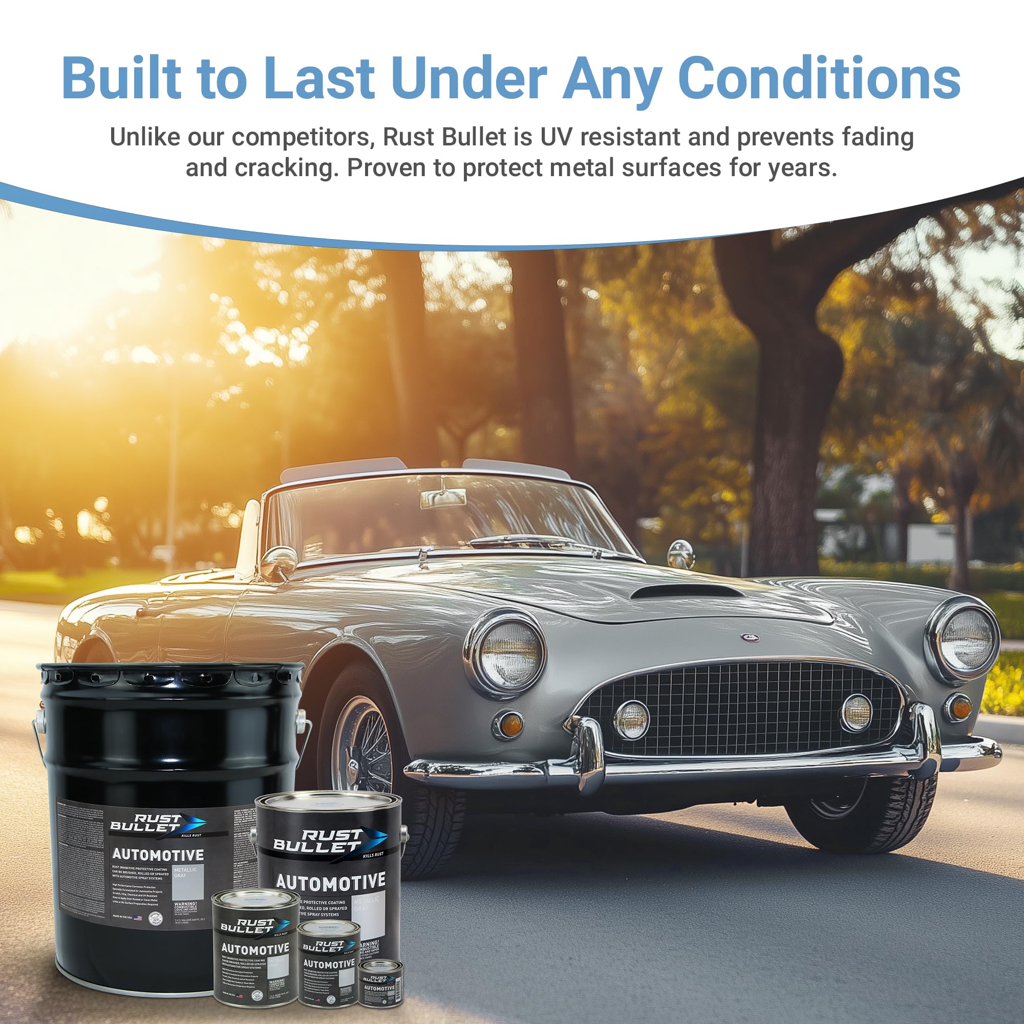 Rust Bullet Automotive - Metallic Gray - 1 Gallon - Rust Inhibitor & Protective Coating For Cars, Trucks, & Metal Surfaces, Uv R