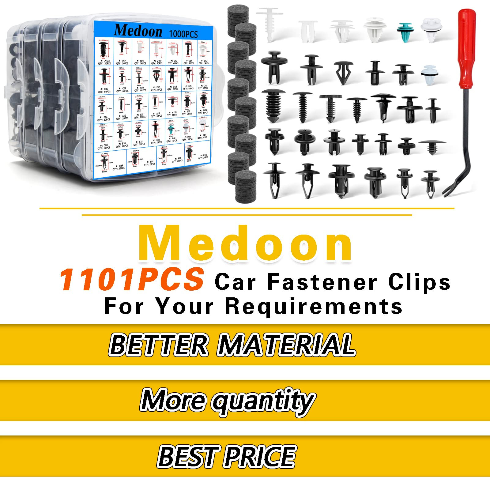 Medoon Car Retainer Clips 1101 Pcs Car Door Panel Trim Clips Kit 32 Most Popular Sizes Cars Body Kits 1 Pcs Fastener Remover For Ford Gm Toyota Honda Chrysler Bmw Benz Nissan Subaru Audi Mazda