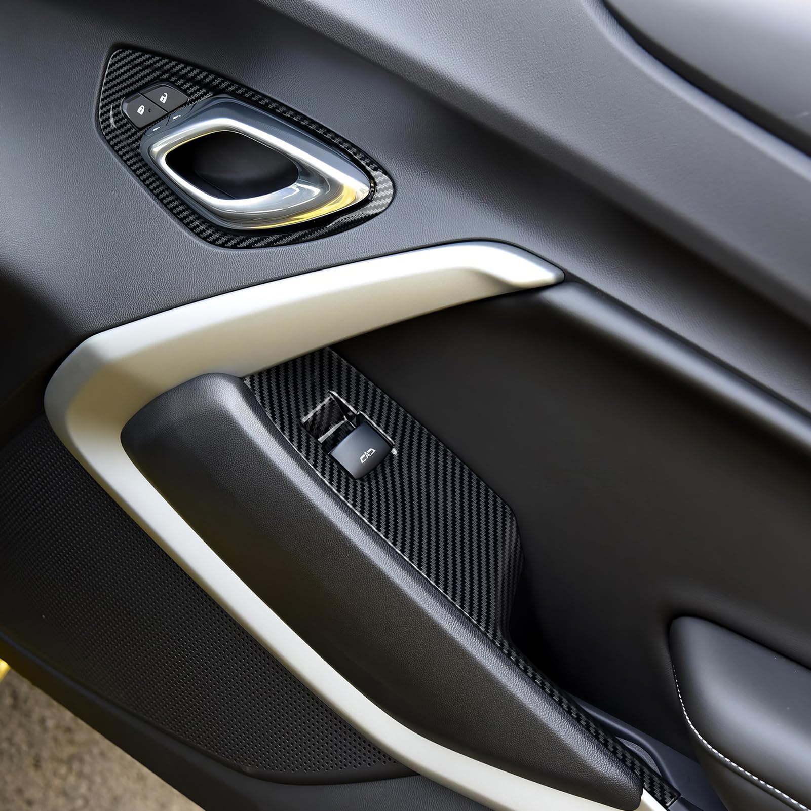 Car ABS Carbon Fiber Decal Door Handle Sticker Interior Trim Cover for Chevrolet Camaro 2016 2017 2018 2019 2020 2021 2022 2023
