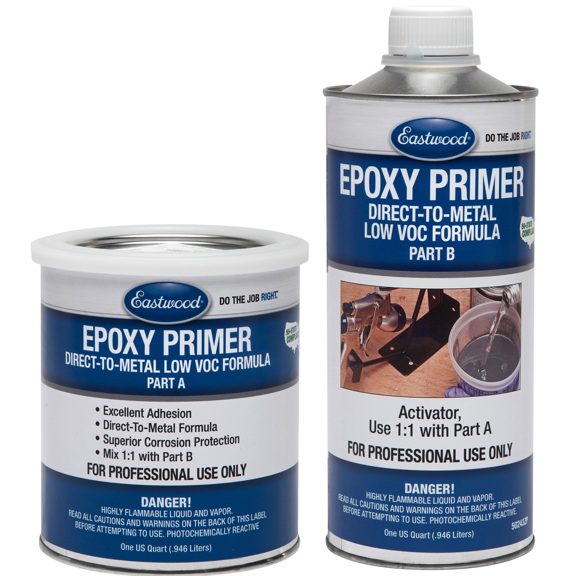 Eastwood Epoxy Primer Gray Autobody Paint and Activator - 2 Quart Kit