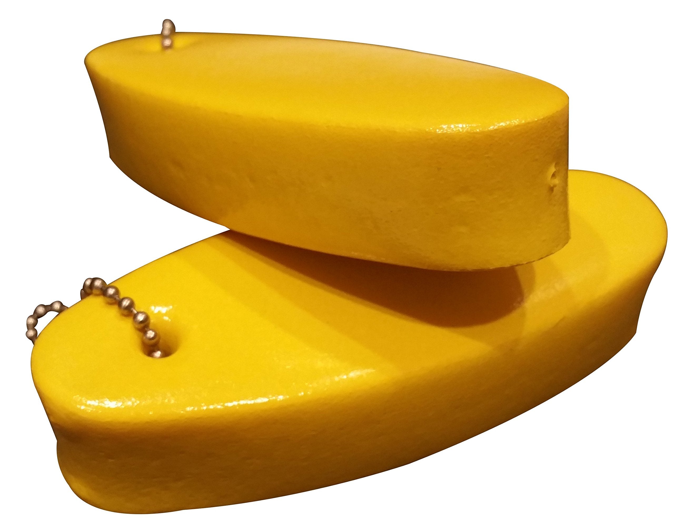 2 Pack Jumbo Vinyl Coated Yellow Floating Keychain Key Floats -Made In The Usa- (Yellow)
