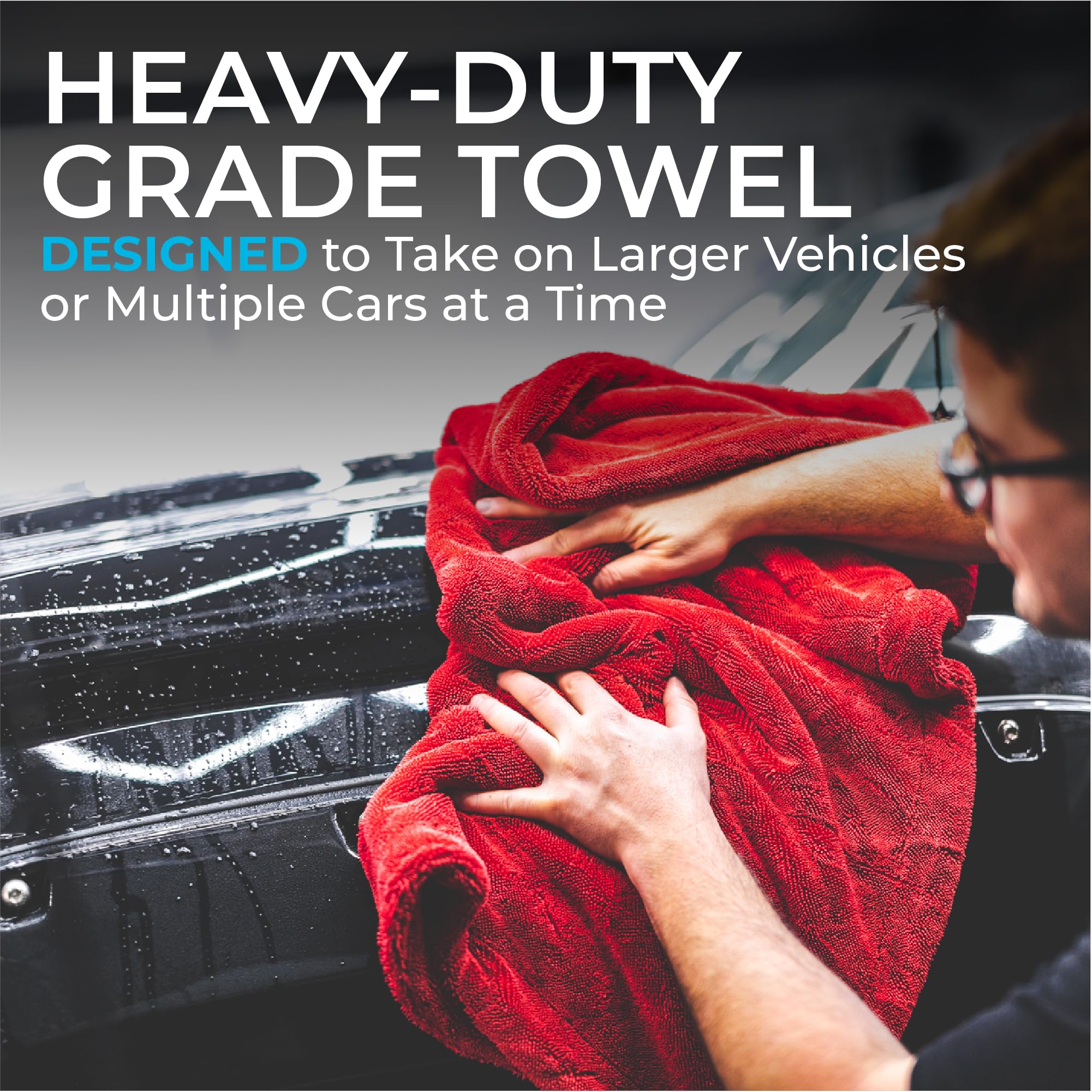 The Rag Company - The 1500 - Heavy Duty Microfiber Drying Towel; Perfect for Trucks, Commercial Vehicles, RVs, Boats, and More;