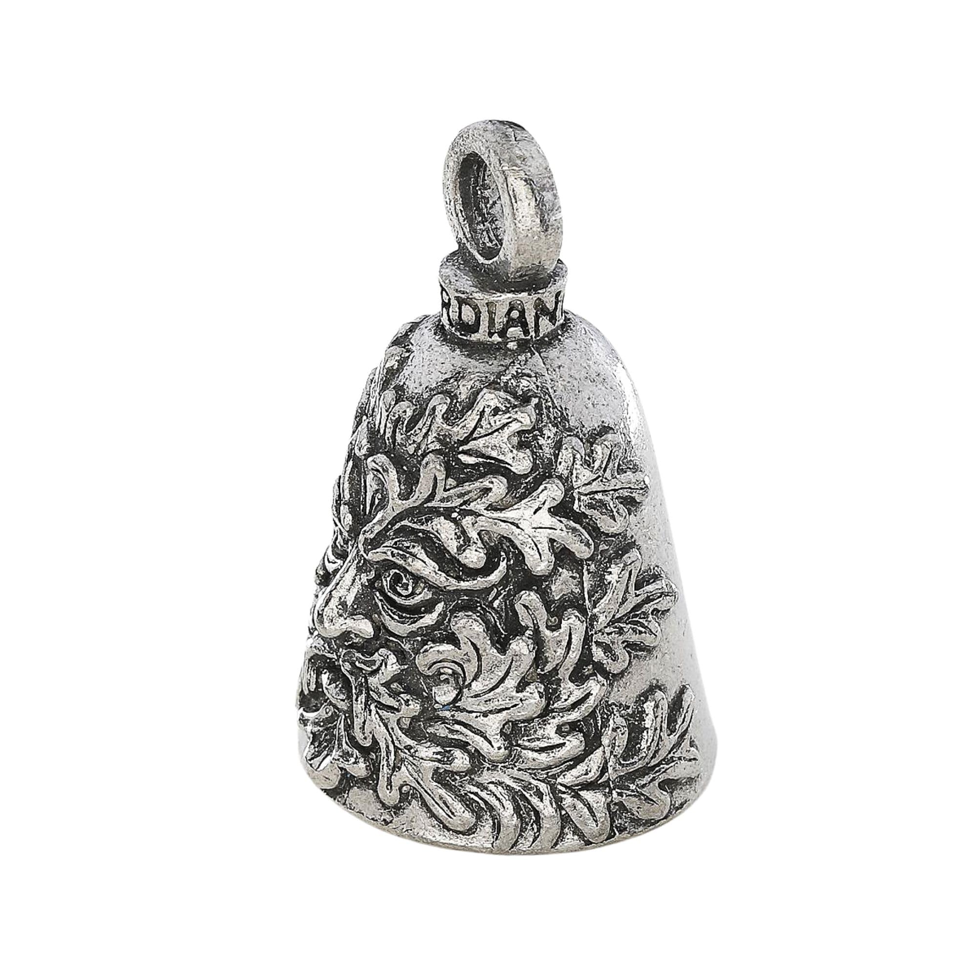 Guardian Bell Green Man Good Luck Bell W/Keyring & Black Velvet Gift Bag | Motorcycle Bell | Lead-Free Pewter | Good Luck Gift T