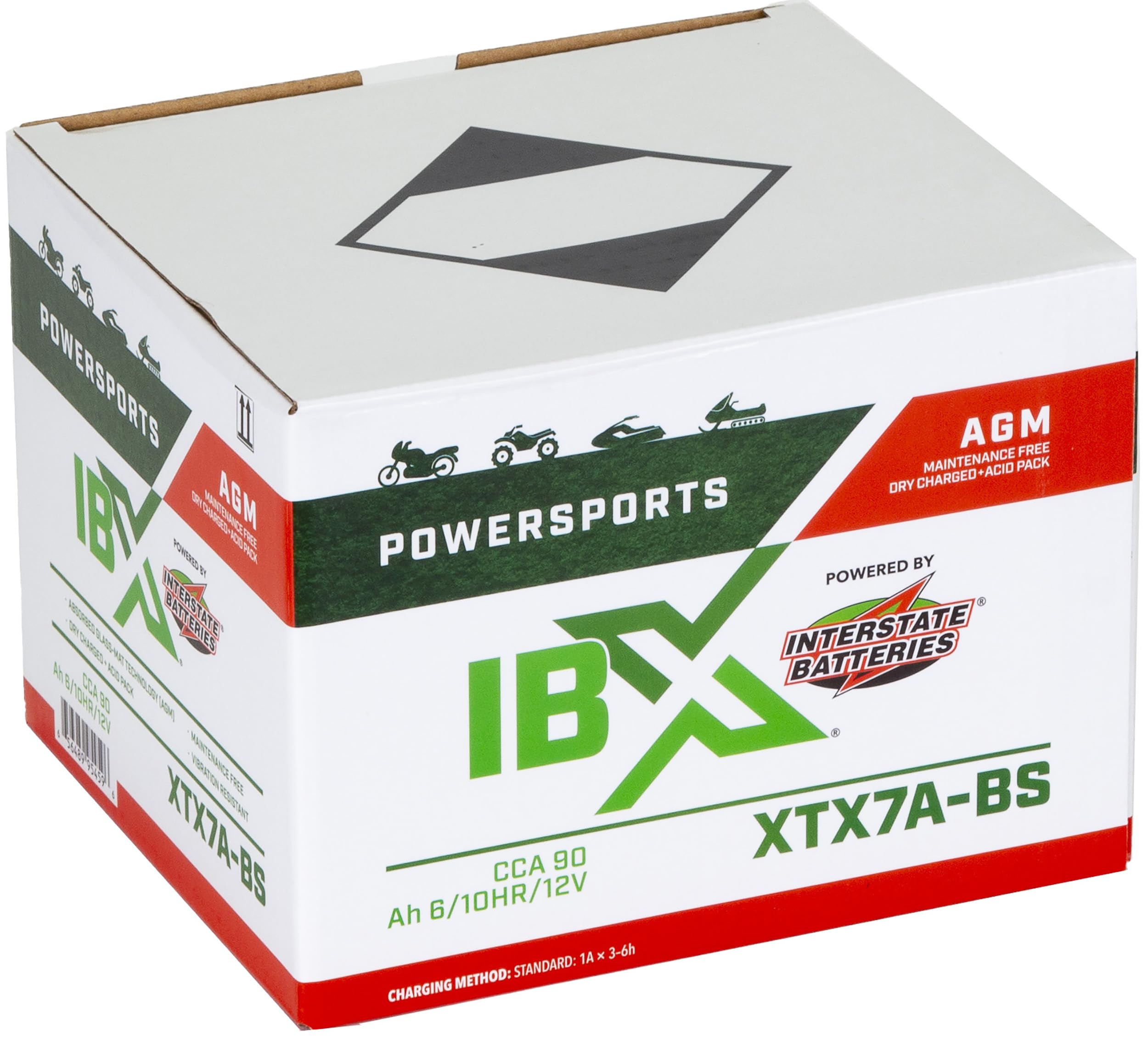 Interstate Batteries Ytx7A-Bs 12V 6Ah Powersports Battery 90Cca Agm Rechargeable Replacement Battery For Kasea, Aprilia, Kymco,