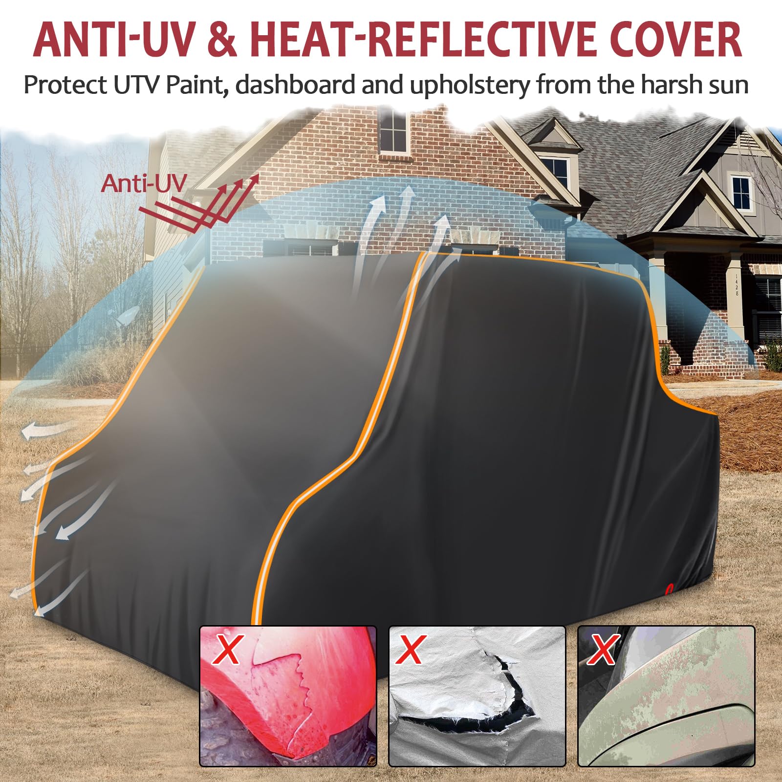 UTV Cover 4 Seater, StarknightMT Waterproof Anti-UV Cover Compatible with Polaris Ranger Crew 1000 900 570 800 General RZR Talon