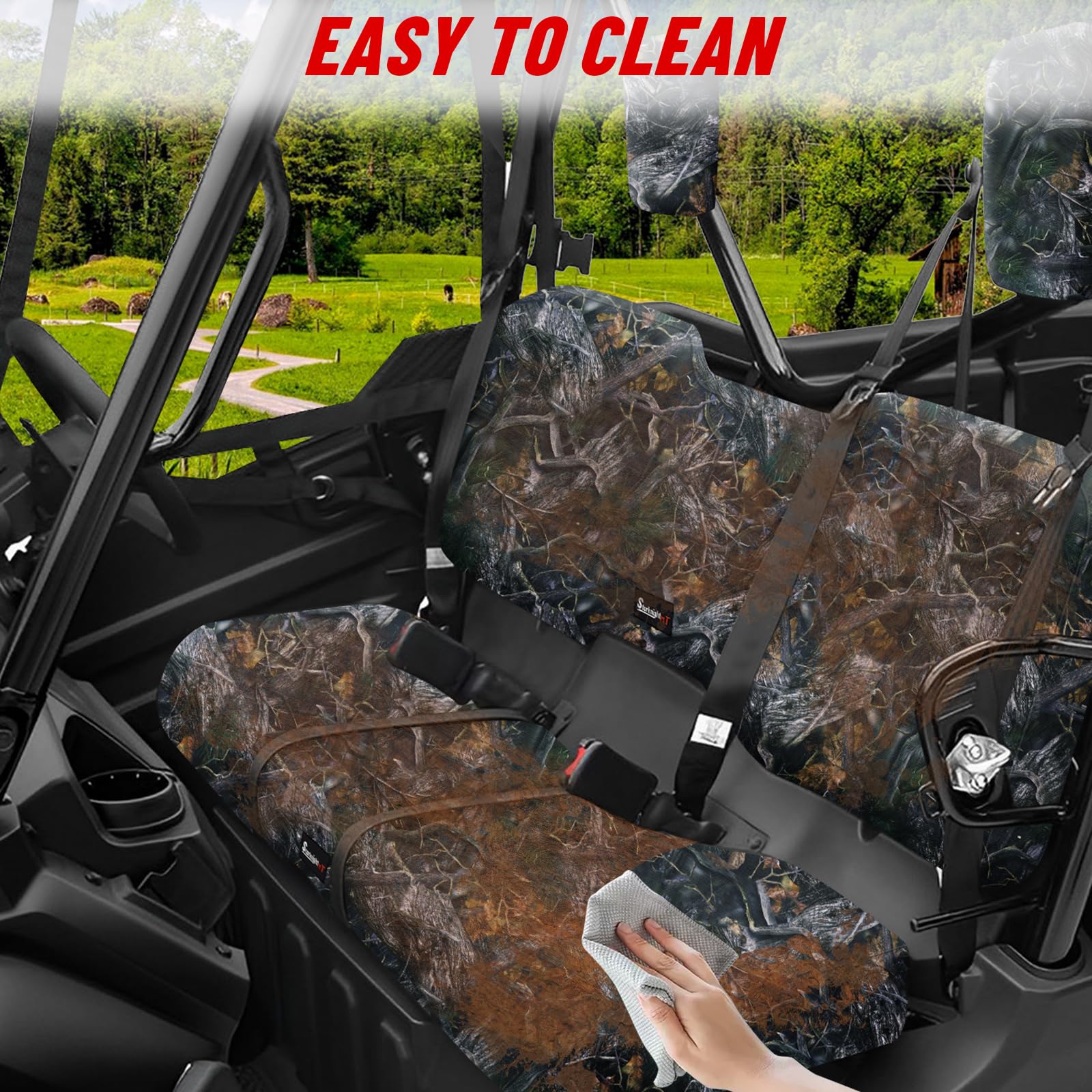 Starknightmt Utv Pioneer Seat Covers Compatible With 2016-2024 Pioneer 1000 1000-5(Front Seat),1000-6(Front And Rear Seat),Water-Repellent Bench Seat Cover -Camo