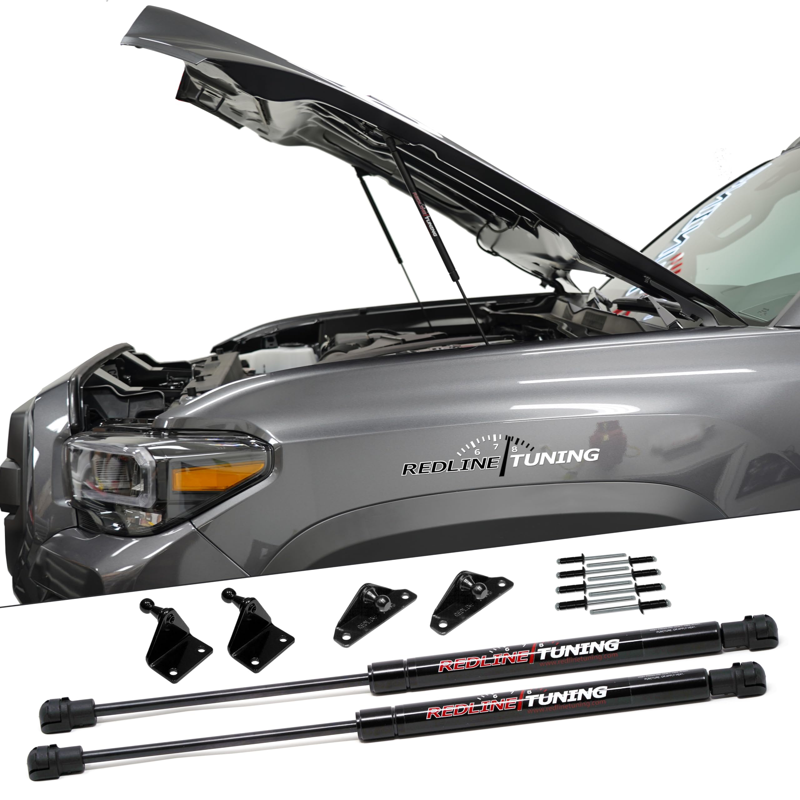 Redline Tuning 21-27015-02 Hood QuickLIFT Plus System Compatible with Toyota Tacoma 2016-2023 (All Black Components)