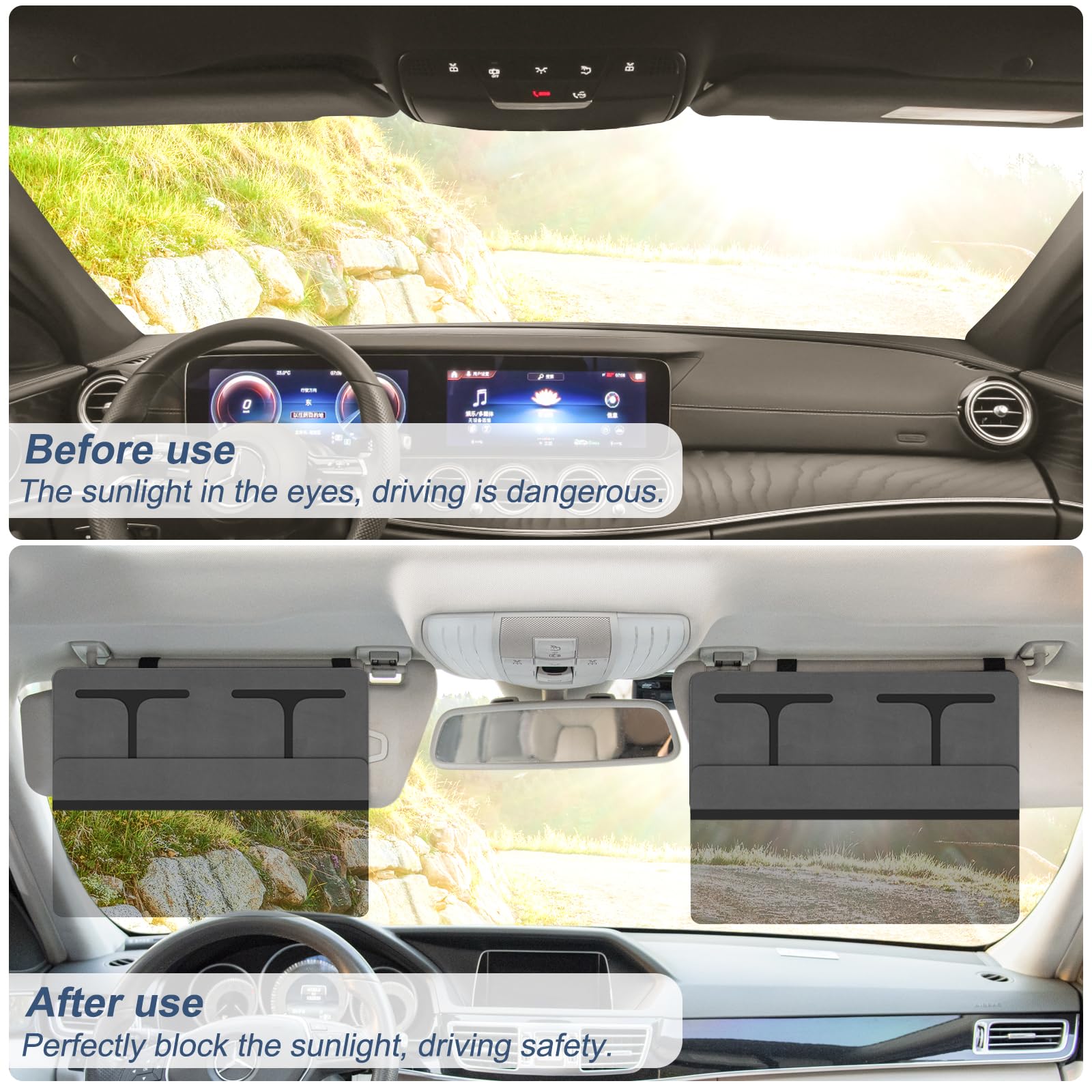 Nazzo Polarized Sun Visor Extender For Car, Car Visor Extender Attachment Sun Blocker, Anti-Glare Removable Pc Lens To Expand Su