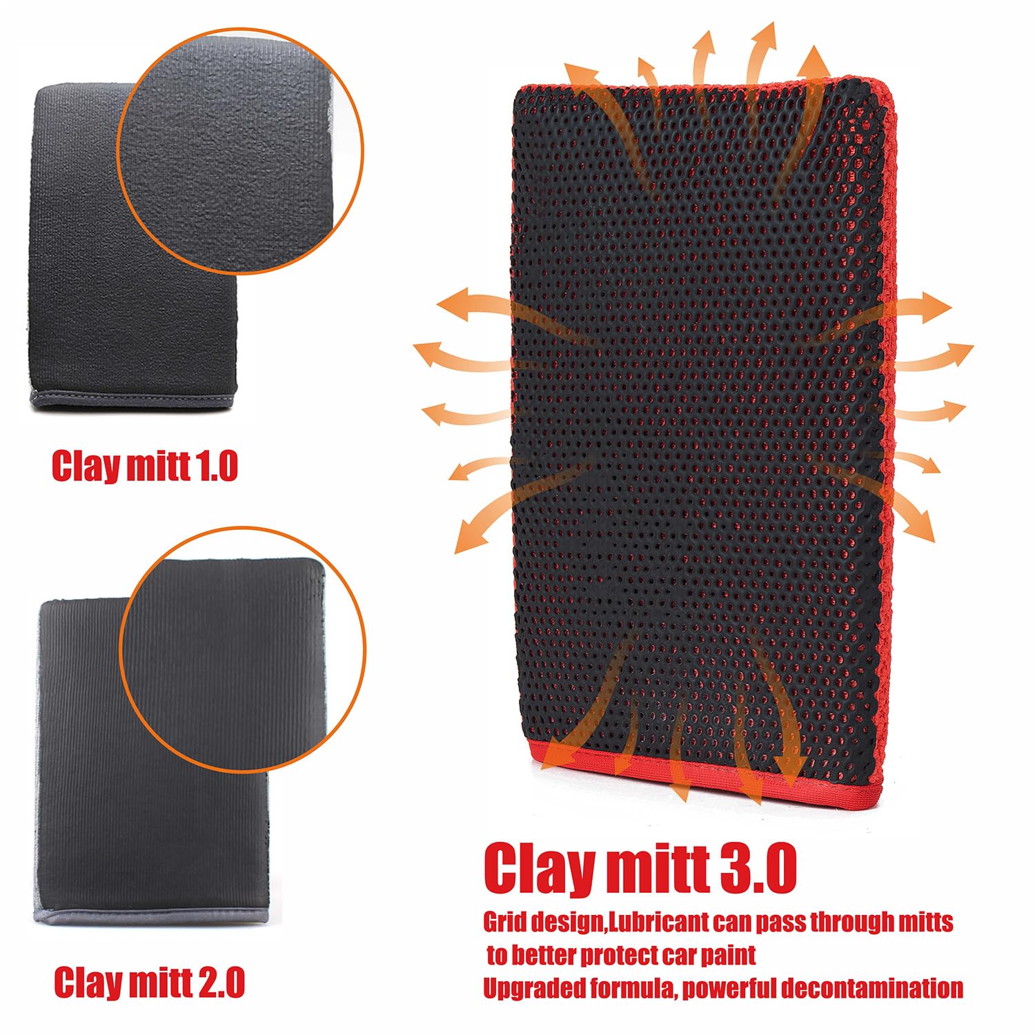 WEST HORSE Clay Mitt for Car Detailing, Auto Detailing Clay Bar Infused Mitt, 1Pc Red Car Detailing Glove Clay Mitt for Paint, G