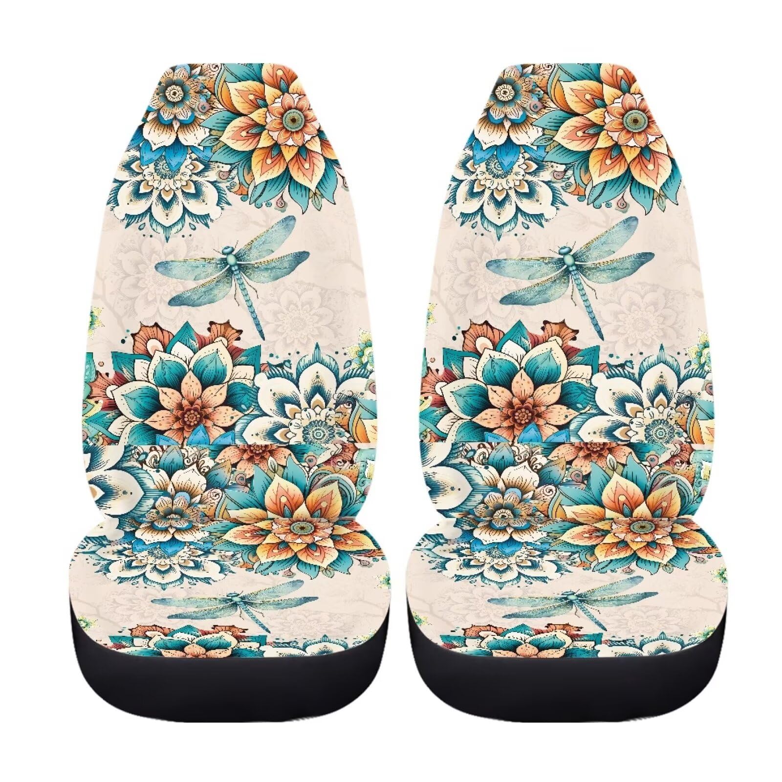 Fuibeng Bohemian Dragonfly Automotive Seat Covers For Cars Truck And Suv,Boho Car Seat Covers For Front Seats,Driver Seats Prote