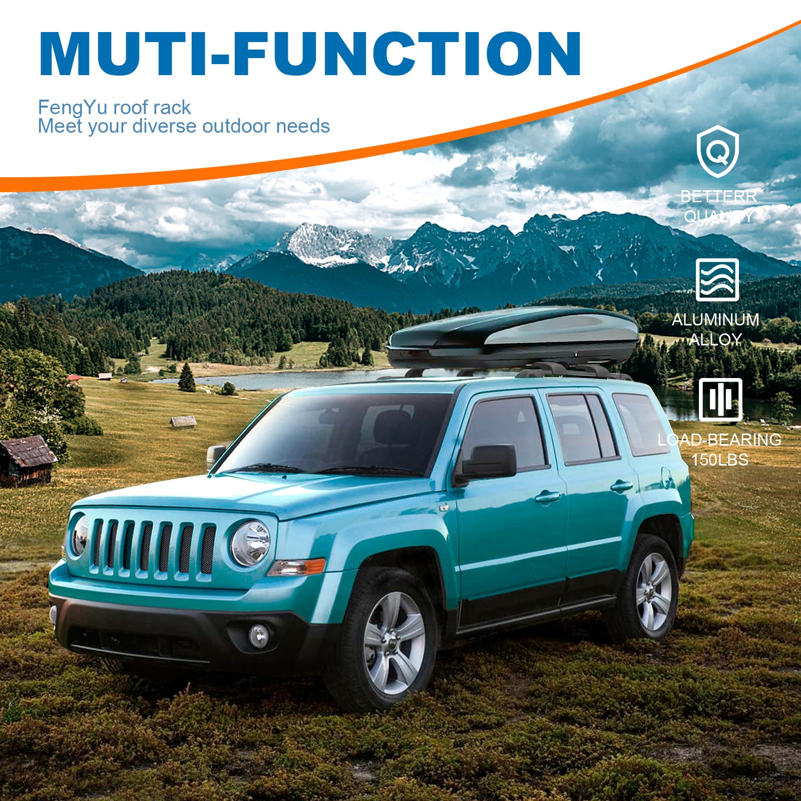 Fengyu Roof Rack Cross Bars Compatible With Jeep Patriot 2007-2017, Aluminum Roof Rails Crossbars Cargo Bars Rooftop Canoe Bike