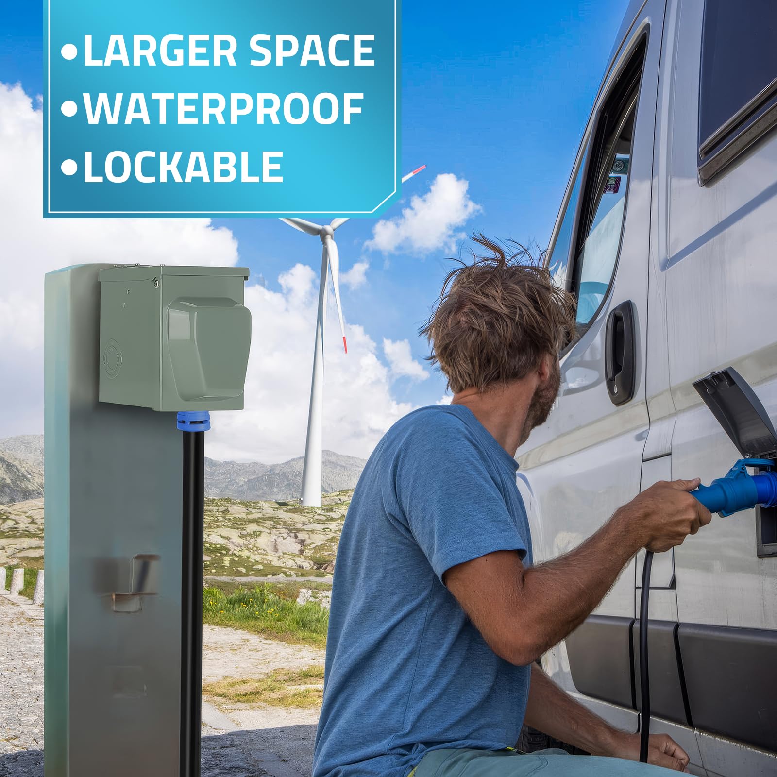 Paulinn 50 Amp Rv Outlet Box, Nema 14-50R Outlet 125/250 Volt Rv Plug W/Anti-Theft Lockable Swing Cover, Ul Listed & Weatherproo