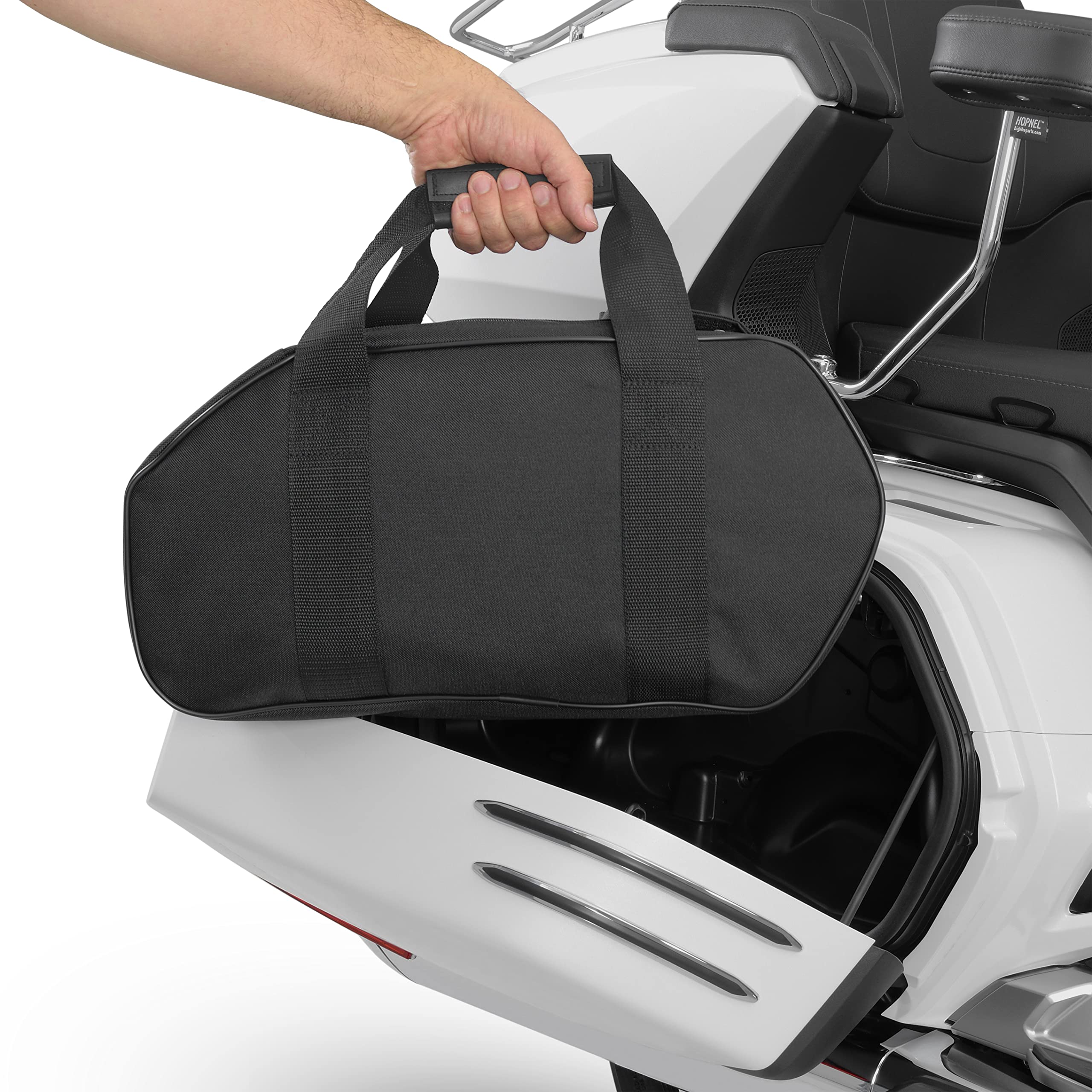 Hopnel Custom Fit Motorcycle Saddlebag Liner for Honda GL1800 2018+ - 920 Cubic Inch Double Zipper Bag with Reinforced Carry Handles - Contoured to Gold Wing - 18.5x9x6 Inches