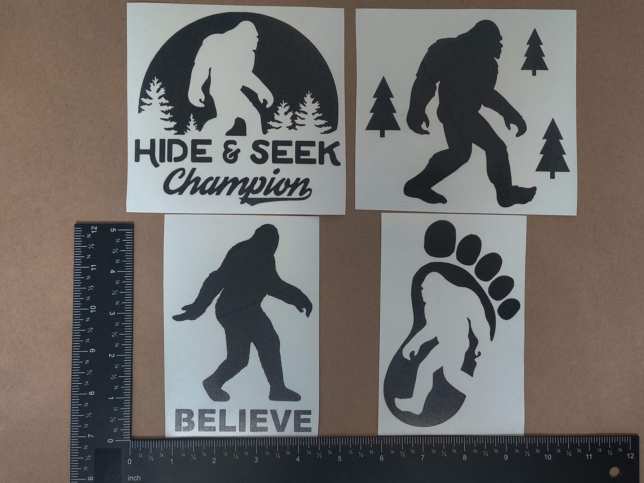 Sasquatch, Bigfoot, Hide And Seek Champion Decals (Black, Large ~5'')