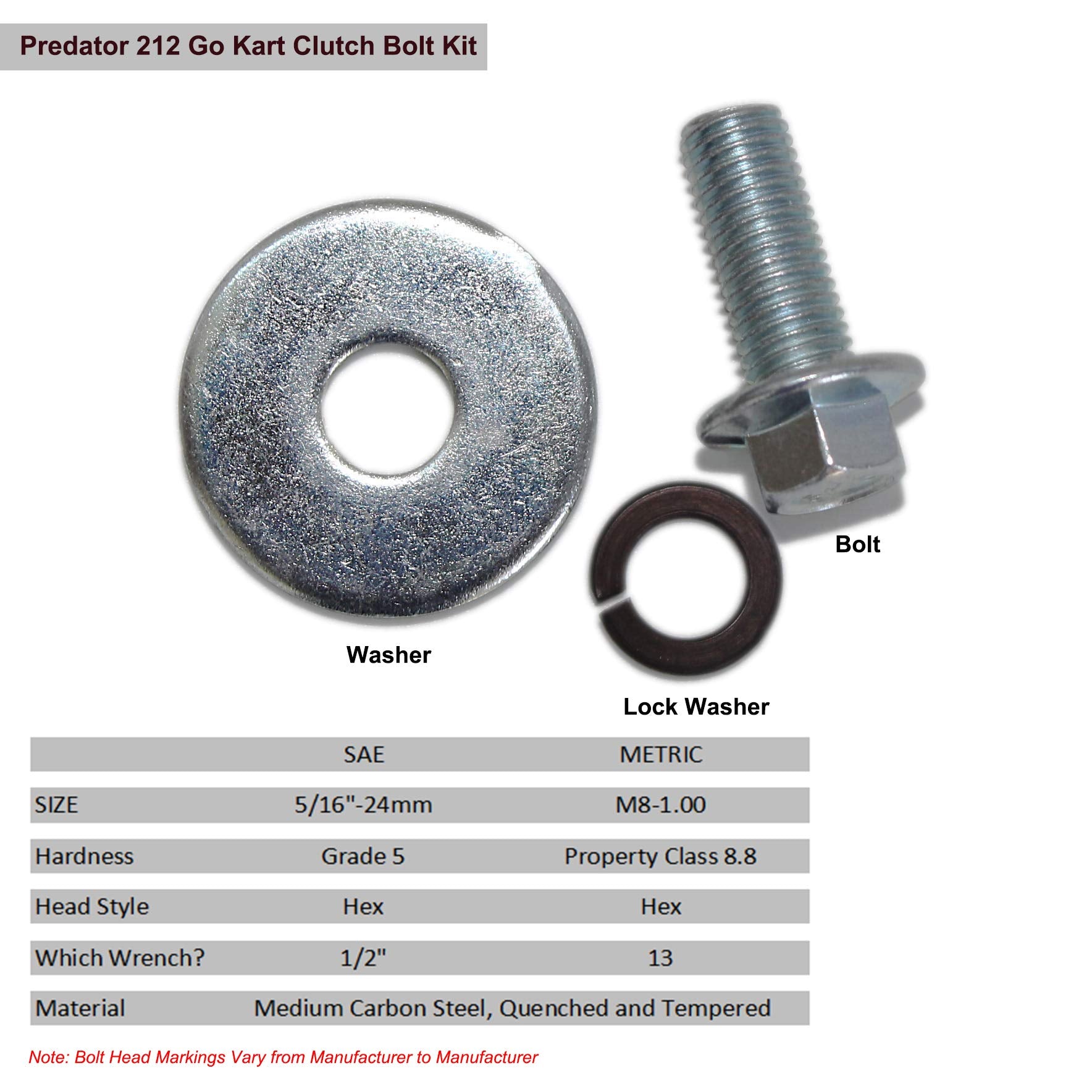 FDJ Predator 212 Mini Bike Clutch 12 Tooth 3/4 with Screws, Allen Wrench, Bolts & Nuts Kit - Durable Performance Upgrade