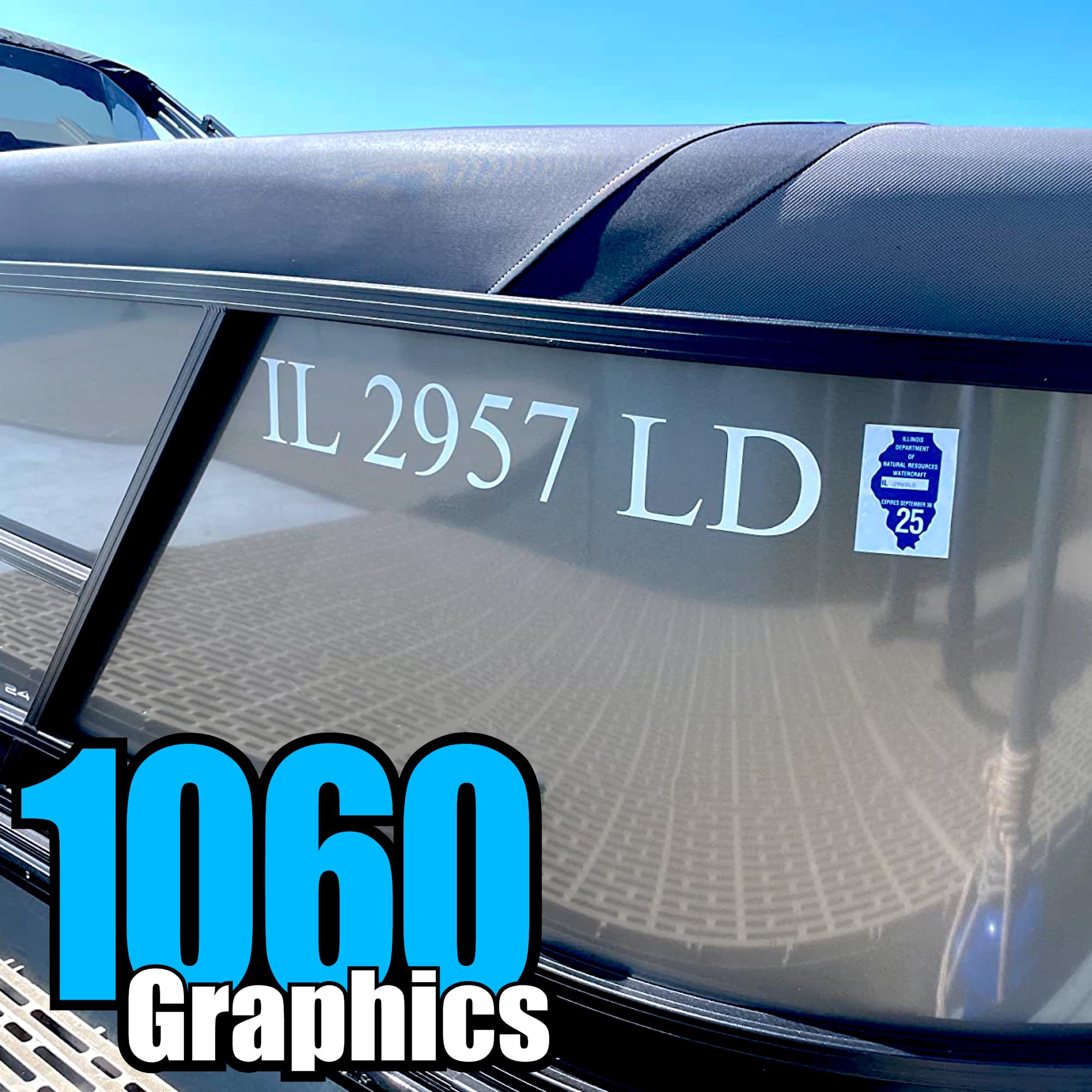1060 Graphics - Custom Made Boat Registration Numbers Or Boat Name (2 Sets) Marine Vinyl Lettering Sticker Decals