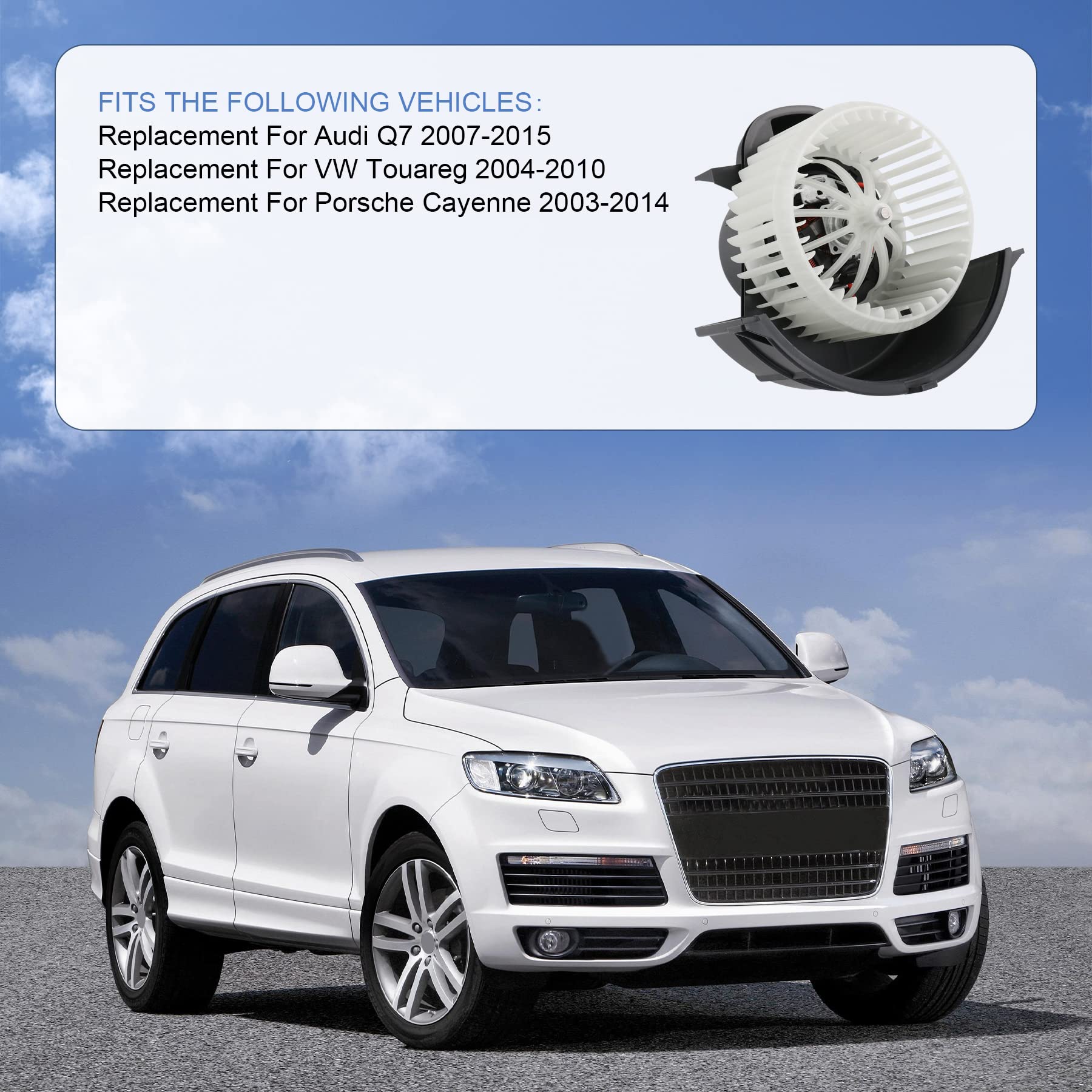 JDMSPEED Heater Blower Motor & Cage Front Replacement for Audi Q7 2007-2015, Replacement for Volkswagen VW Touareg 2004-2010 Rep