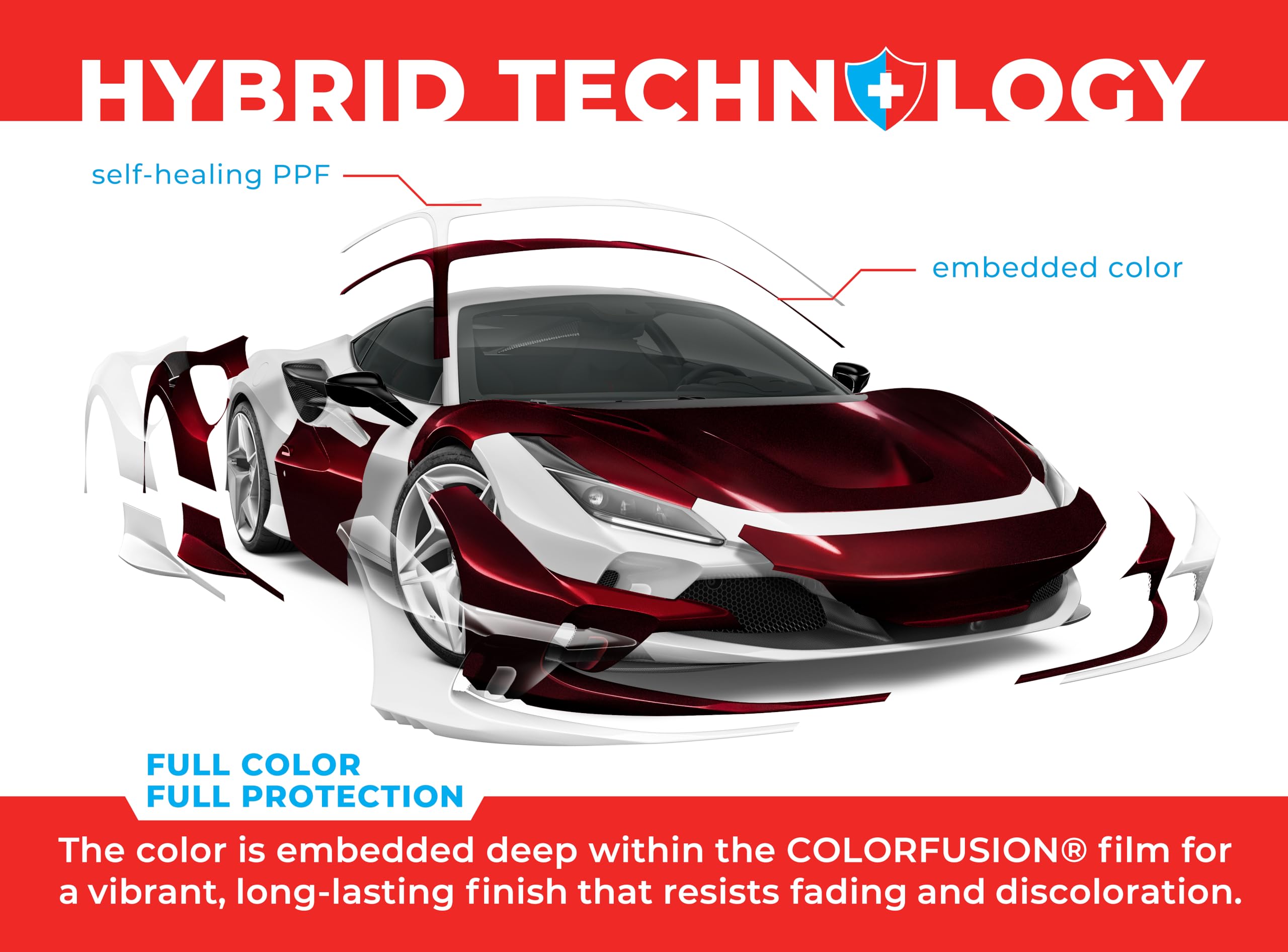 Colorfusion Ppf By Vvivid, Gloss Demon Dry Apply Ppf Vinyl Car Wrap Roll 1Ft X 5Ft