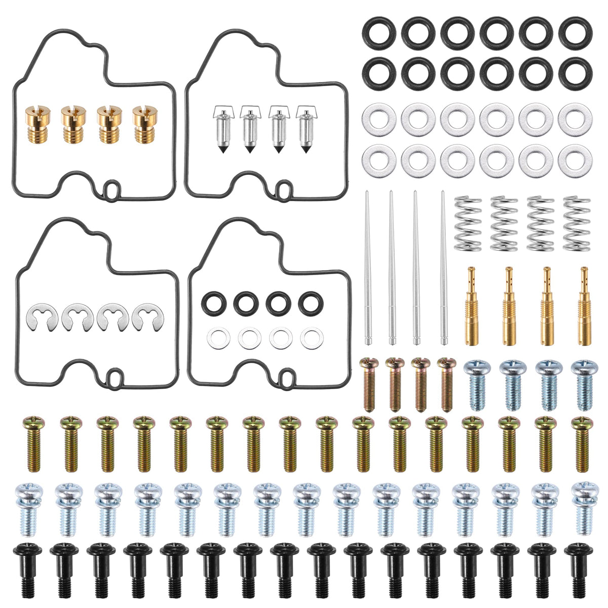 Motoforti 4 Set Motorcycle Carburetor Repair Rebuild Kit Gaskets Jets For Yamaha Yzf R6 600 1999 2000 2001 2002 Carburetor Repair Kit