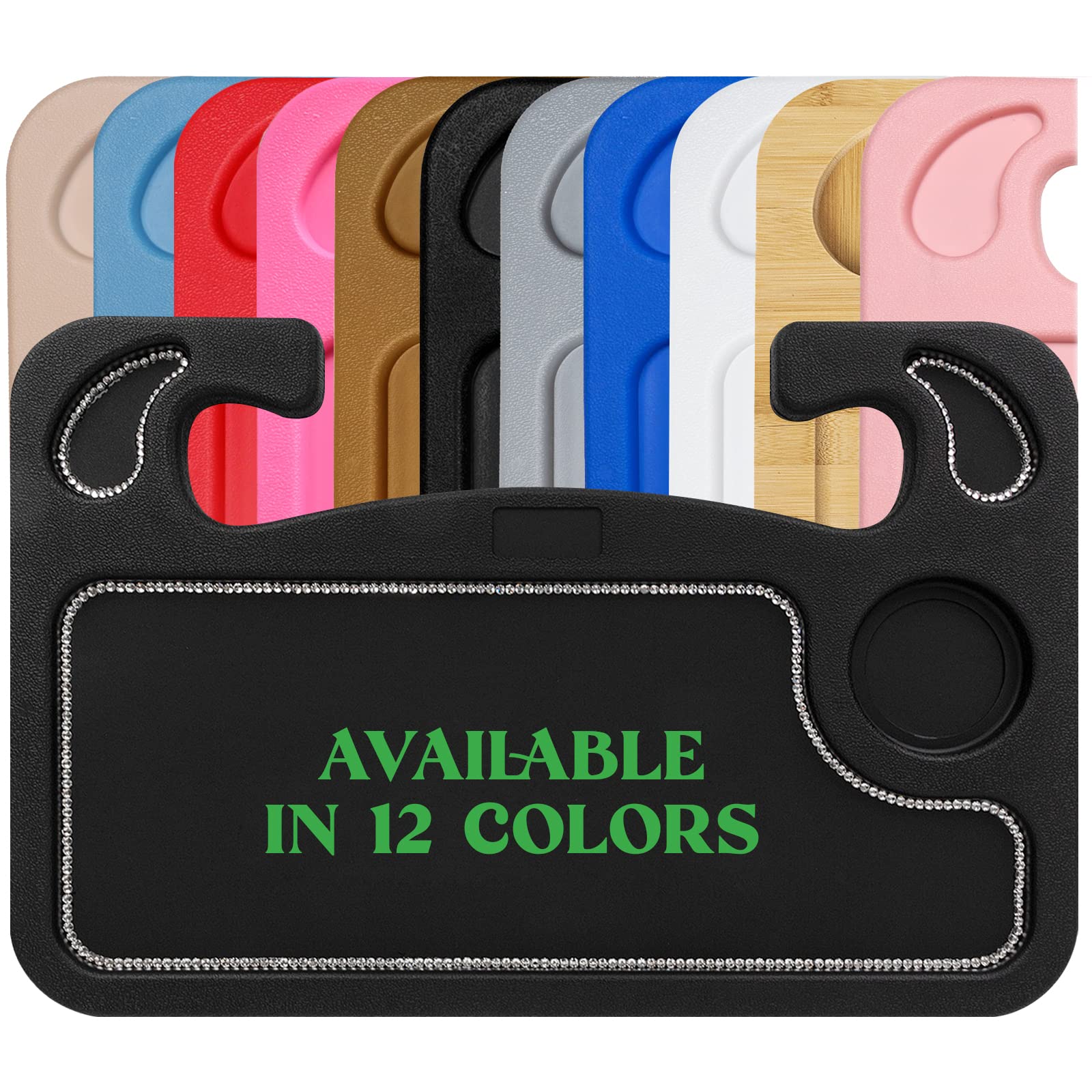 Lebogner Bling Steering Wheel Tray, Car Food Trays For Eating, Laptop, Tablet, Ipad Or Notebook, Hook On Auto Steering Wheel Des