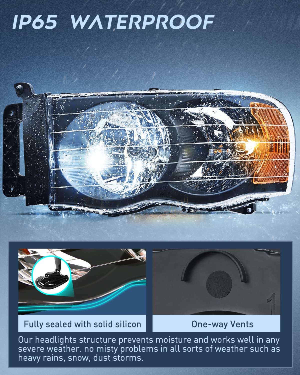 Nilight Headlights For 2002 2003 2004 2005 Ram 1500 2500 3500 Truck,Headlight Assembly Set Driver And Passenger,Headlamp Replace