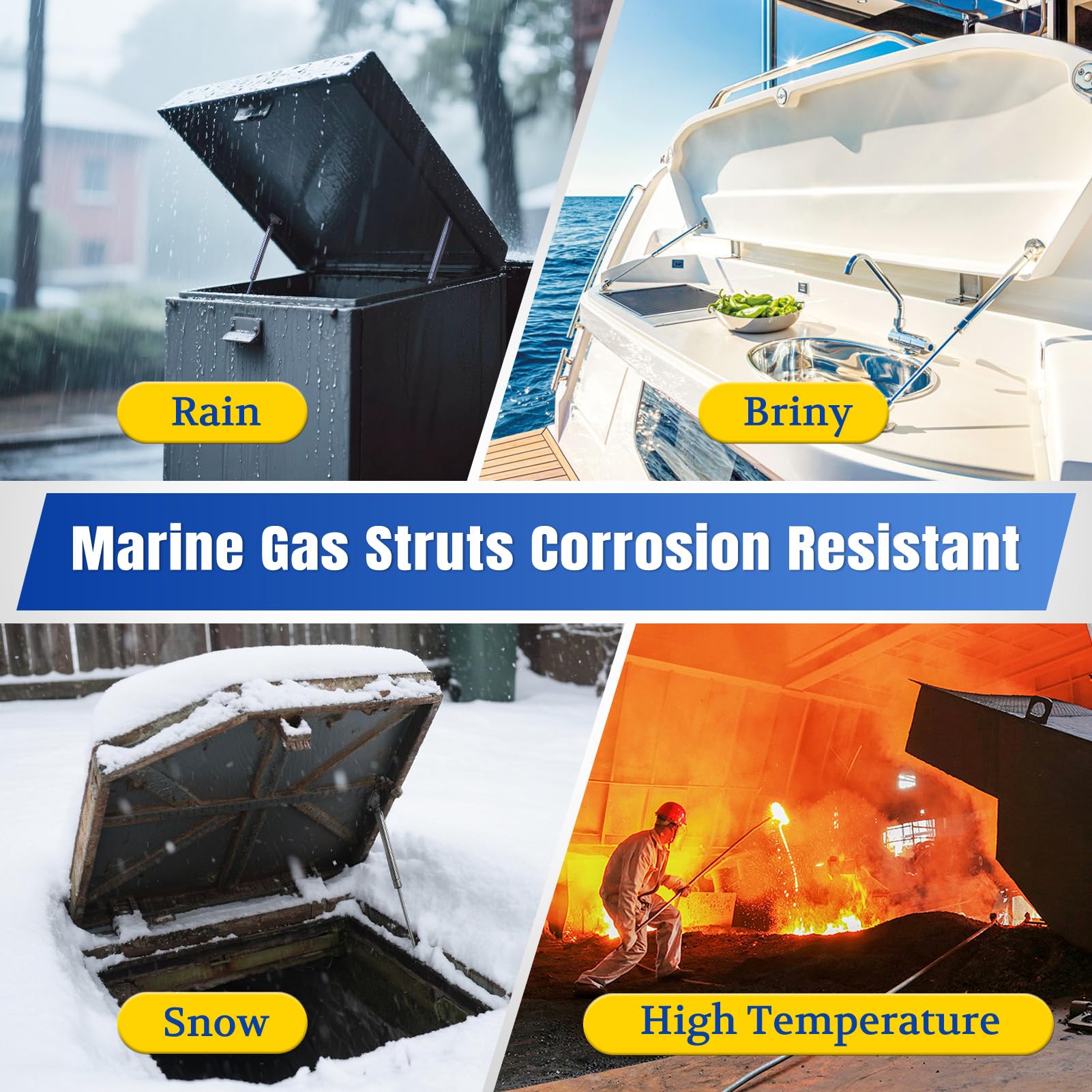 Arana 15 Inch 45Lb Stainless Steel Gas Struts Spring Prop Ml33-40, C16-23933 15'' Marine Lift Support Shocks For Boat Hatches Sn