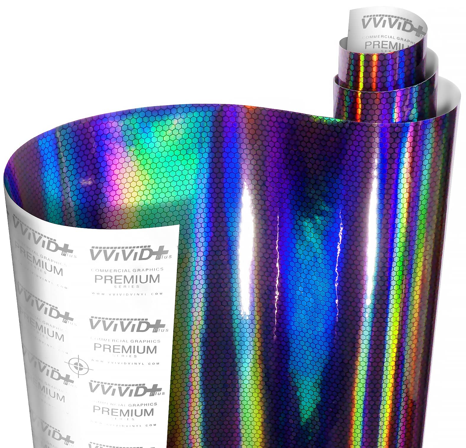 Vvivid+ Hex Holographic Chrome Car Wrap Vinyl (1Ft X 5Ft)