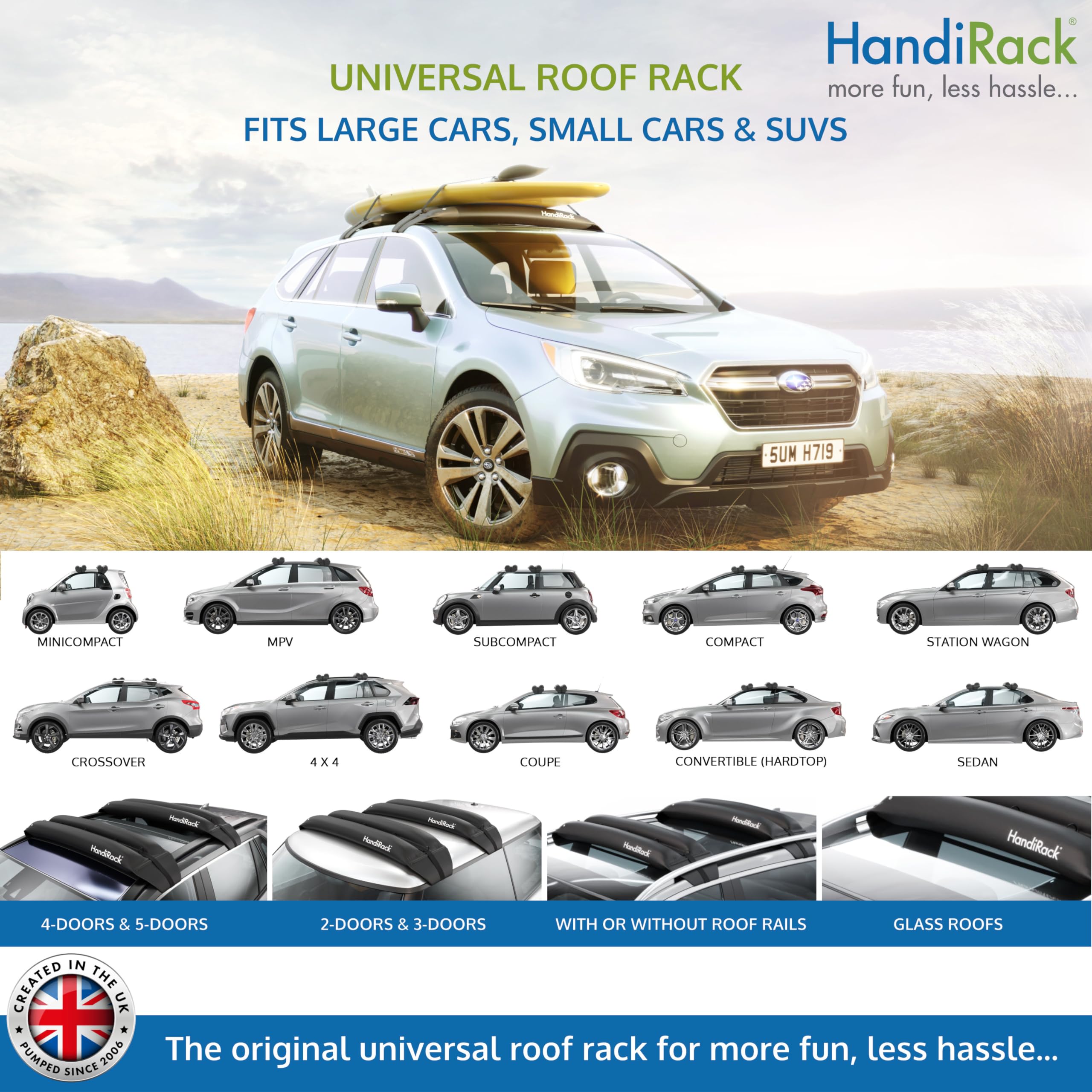 Universal Inflatable Soft Roof Rack Bars (Pair); Tie-Downs And Bow And Stern Lines Included; Carrier For Kayaks, Canoes, Surfboa